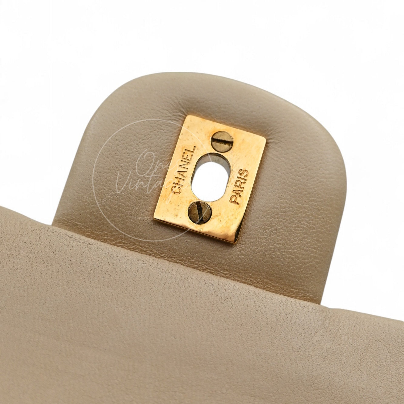[Pre-owned] Chanel CF25 Medium Classic Flap Bag Beige GHW