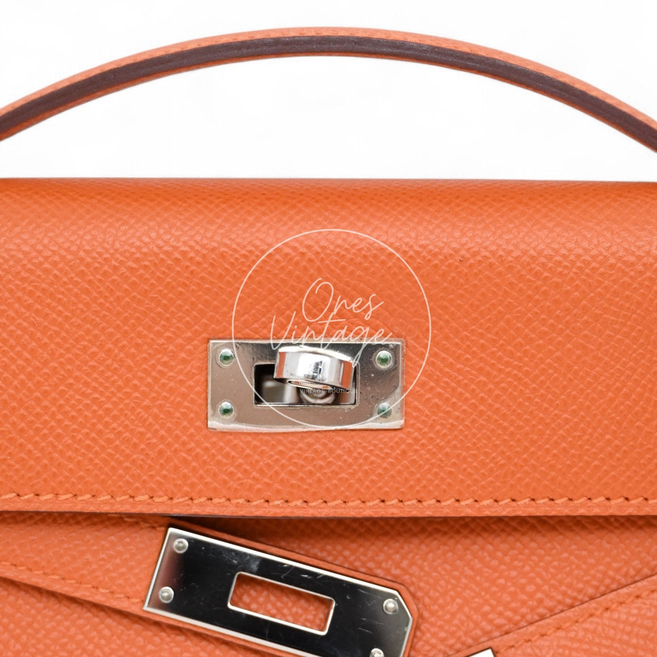 [Pre-owned] Hermes Kelly Cut Clutch Orange Epsom Stamp Square R