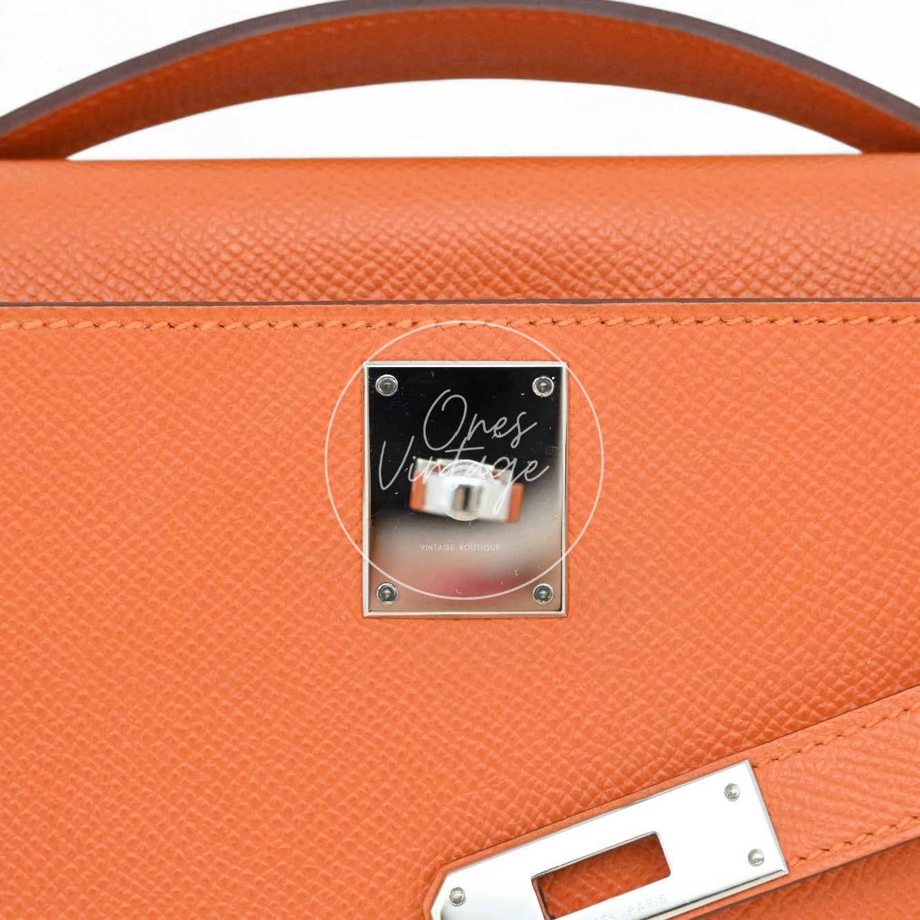 [Pre-owned] Hermes Kelly Cut Clutch Orange Epsom Stamp Square R
