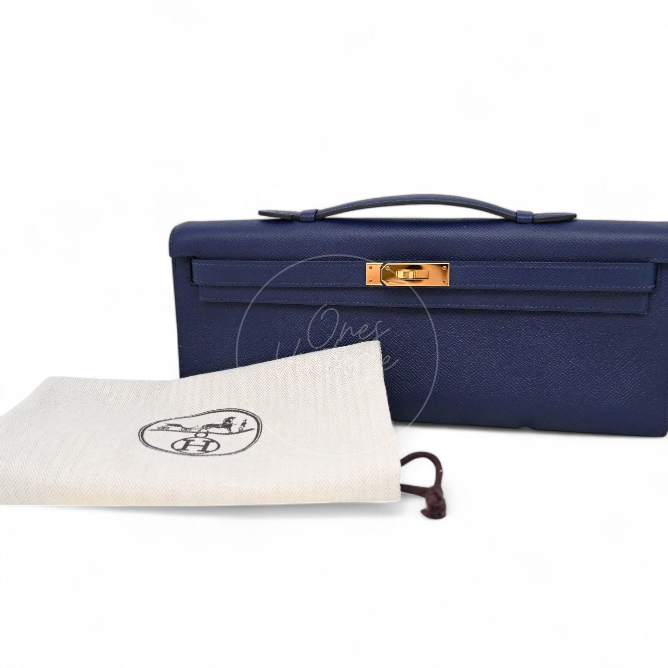 [Pre-owned] Hermes Kelly Cut Clutch Bleu Saphir Epsom GHW Stamp X