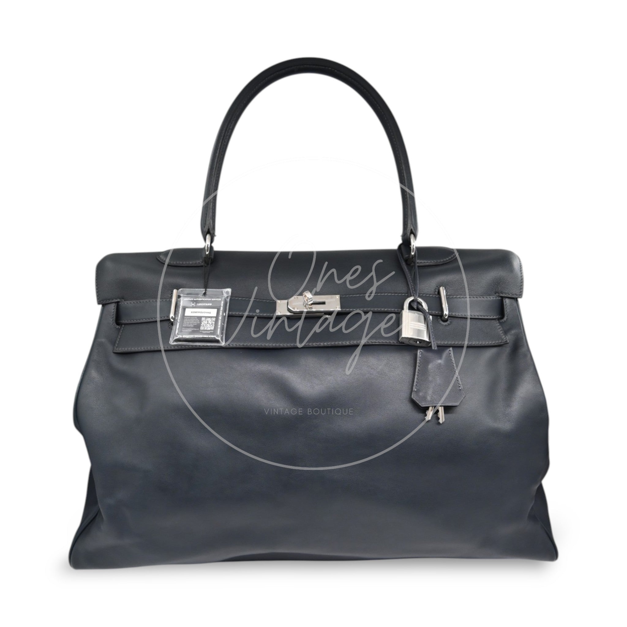 [Pre-owned] Hermes Kelly 50 Black Phw Stamp Square N