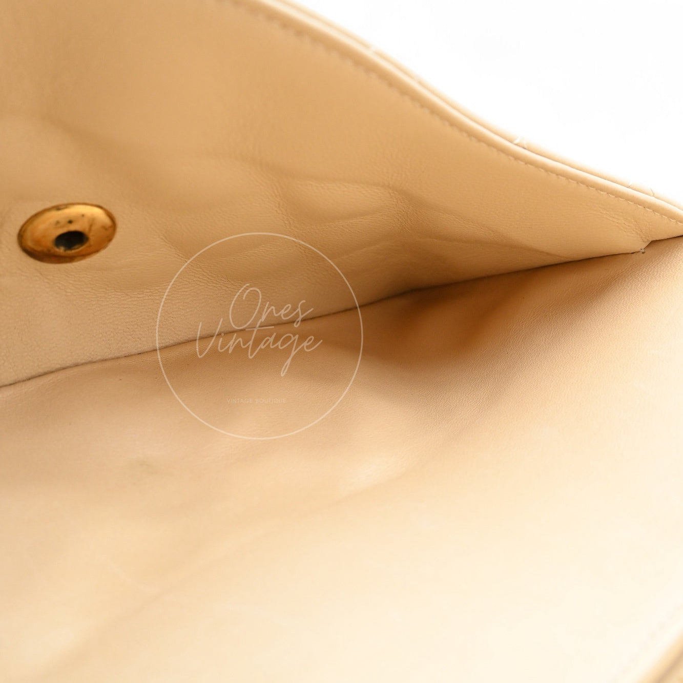 [Pre-owned] Chanel CF25 Medium Classic Flap Bag Beige GHW