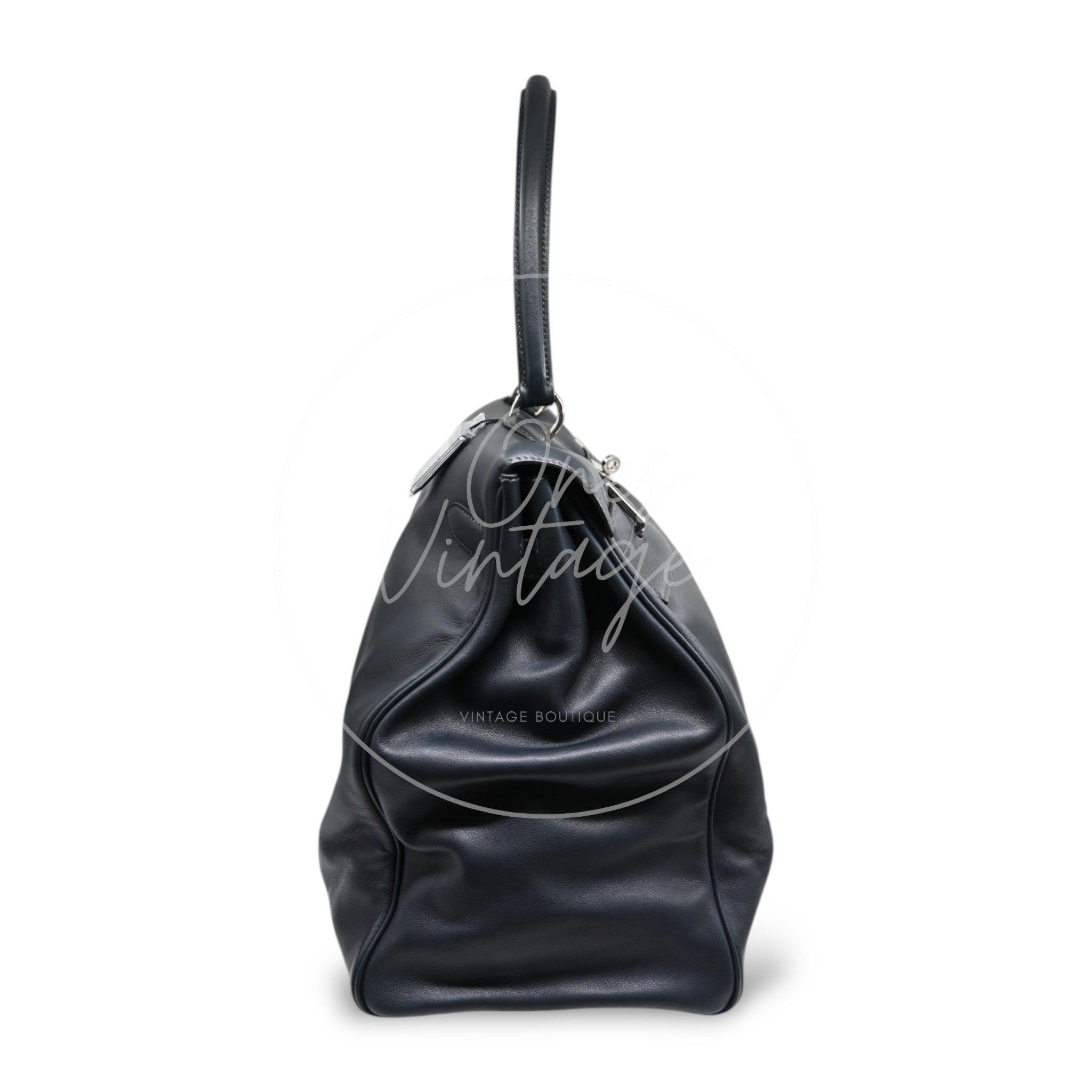 [Pre-owned] Hermes Kelly 50 Black Phw Stamp Square N