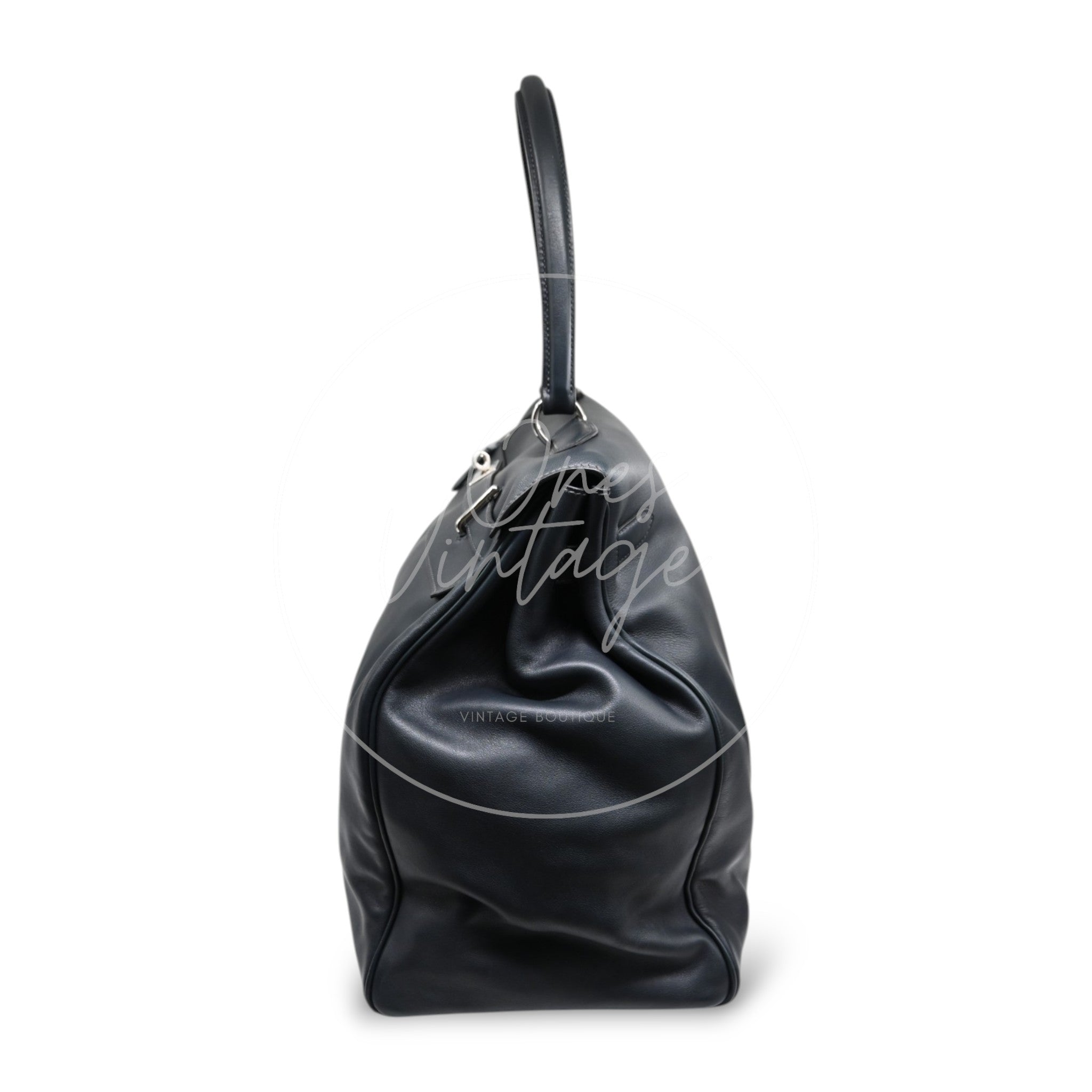 [Pre-owned] Hermes Kelly 50 Black Phw Stamp Square N