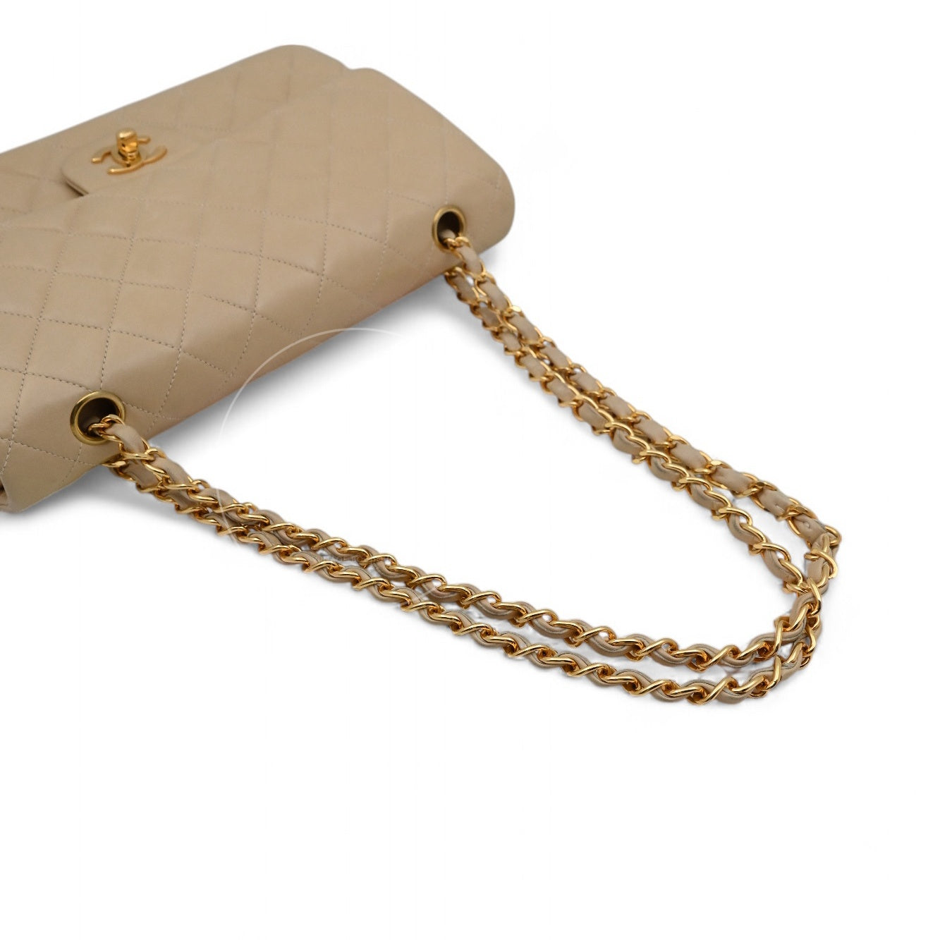 [Pre-owned] Chanel CF25 Medium Classic Flap Bag Beige GHW