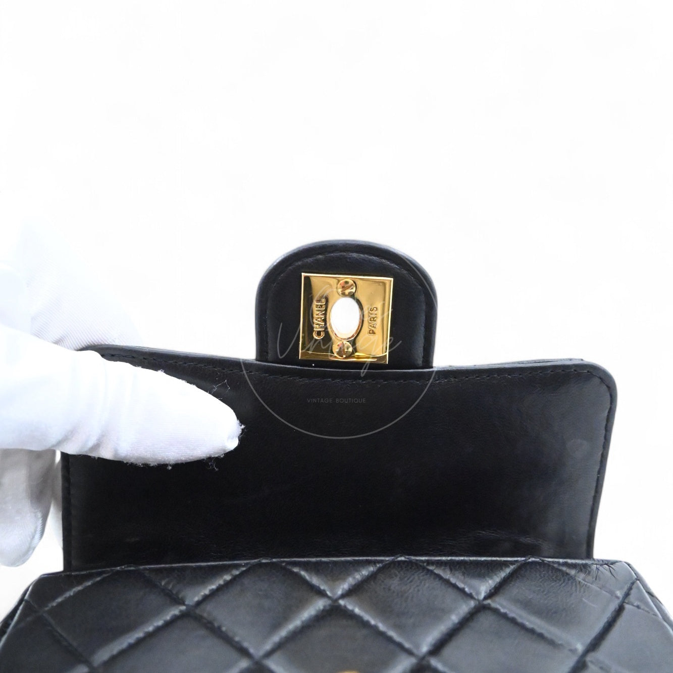 [Pre-owned] Chanel Classic Single Flap Black Lambskin Sereis 3 Twin Bags