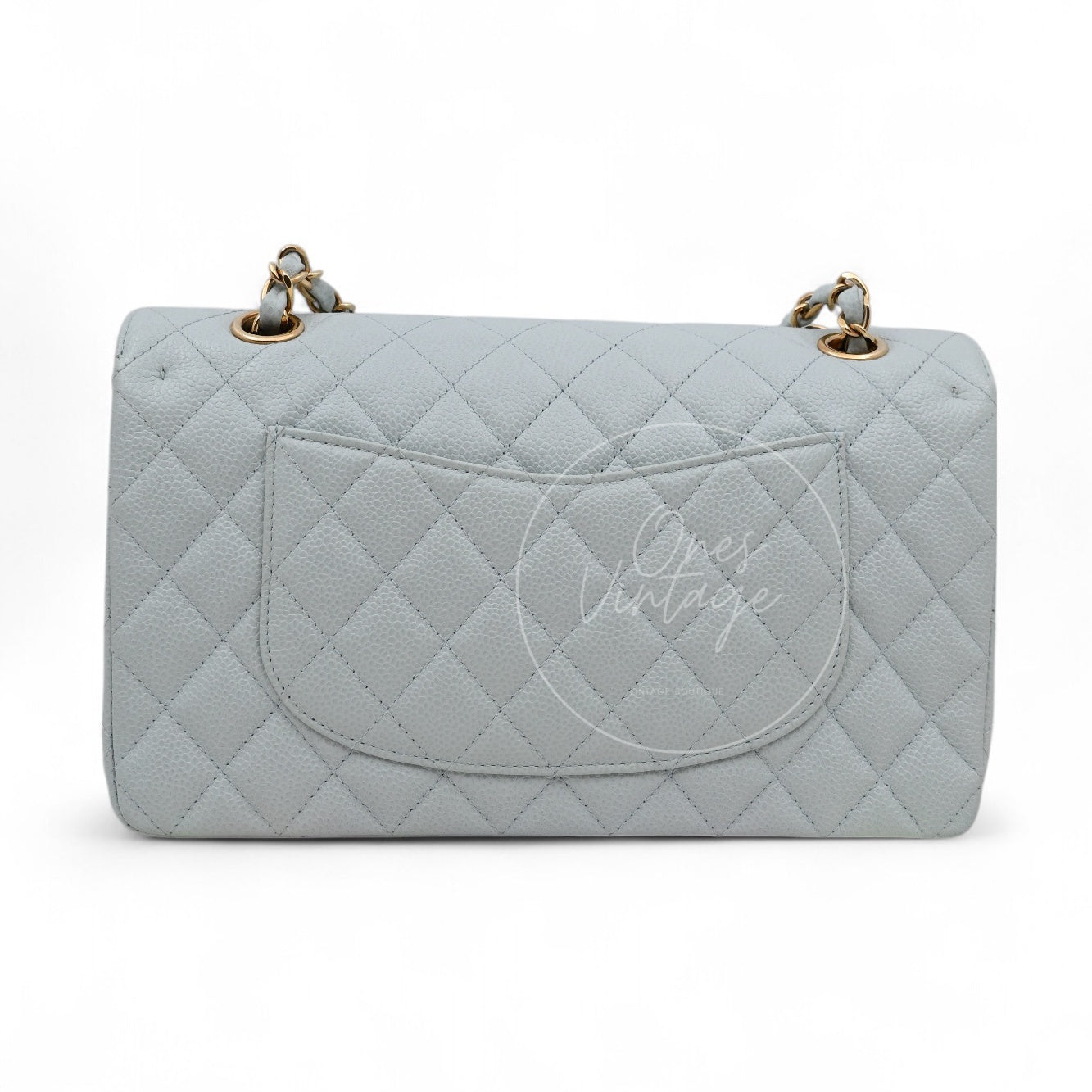 [Pre-owned] Chanel CF25 Medium Classic Flap Bag Caviar Baby Blue