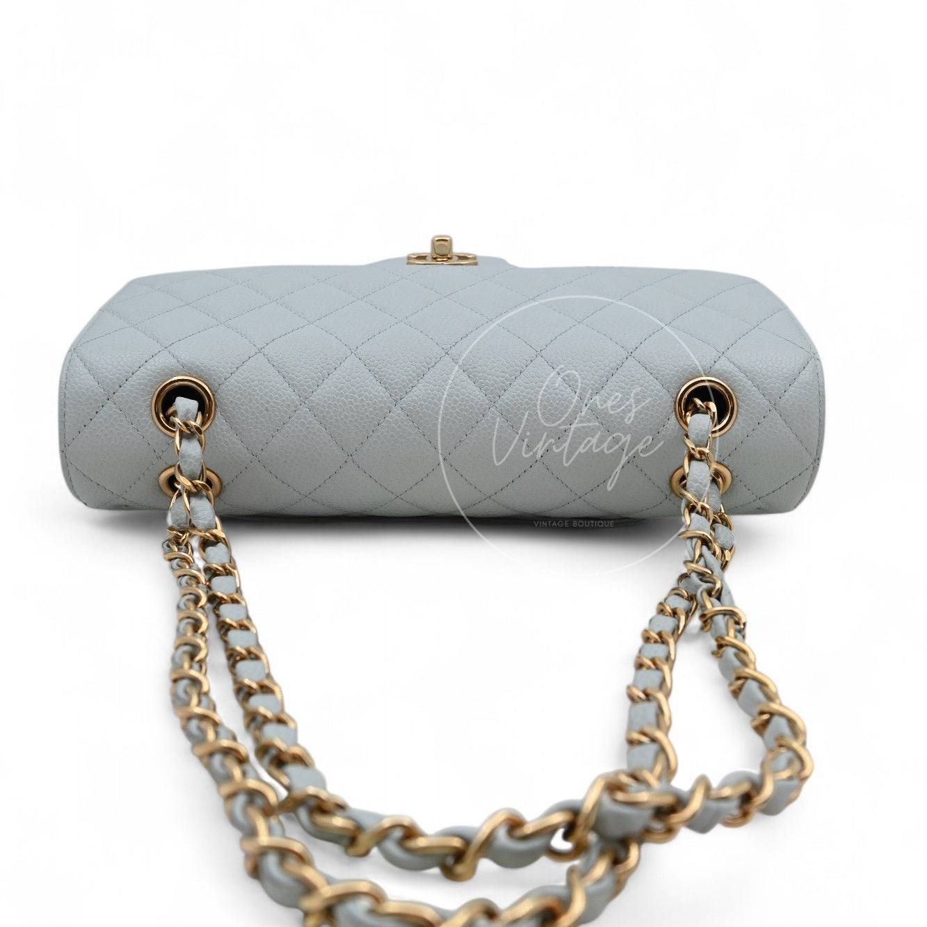 [Pre-owned] Chanel CF25 Medium Classic Flap Bag Caviar Baby Blue