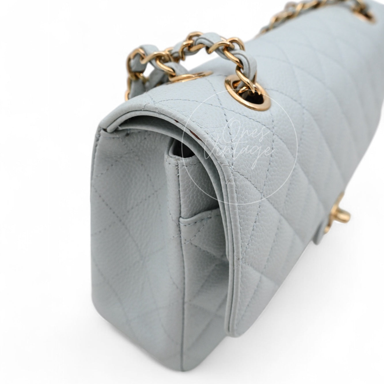 [Pre-owned] Chanel CF25 Medium Classic Flap Bag Caviar Baby Blue