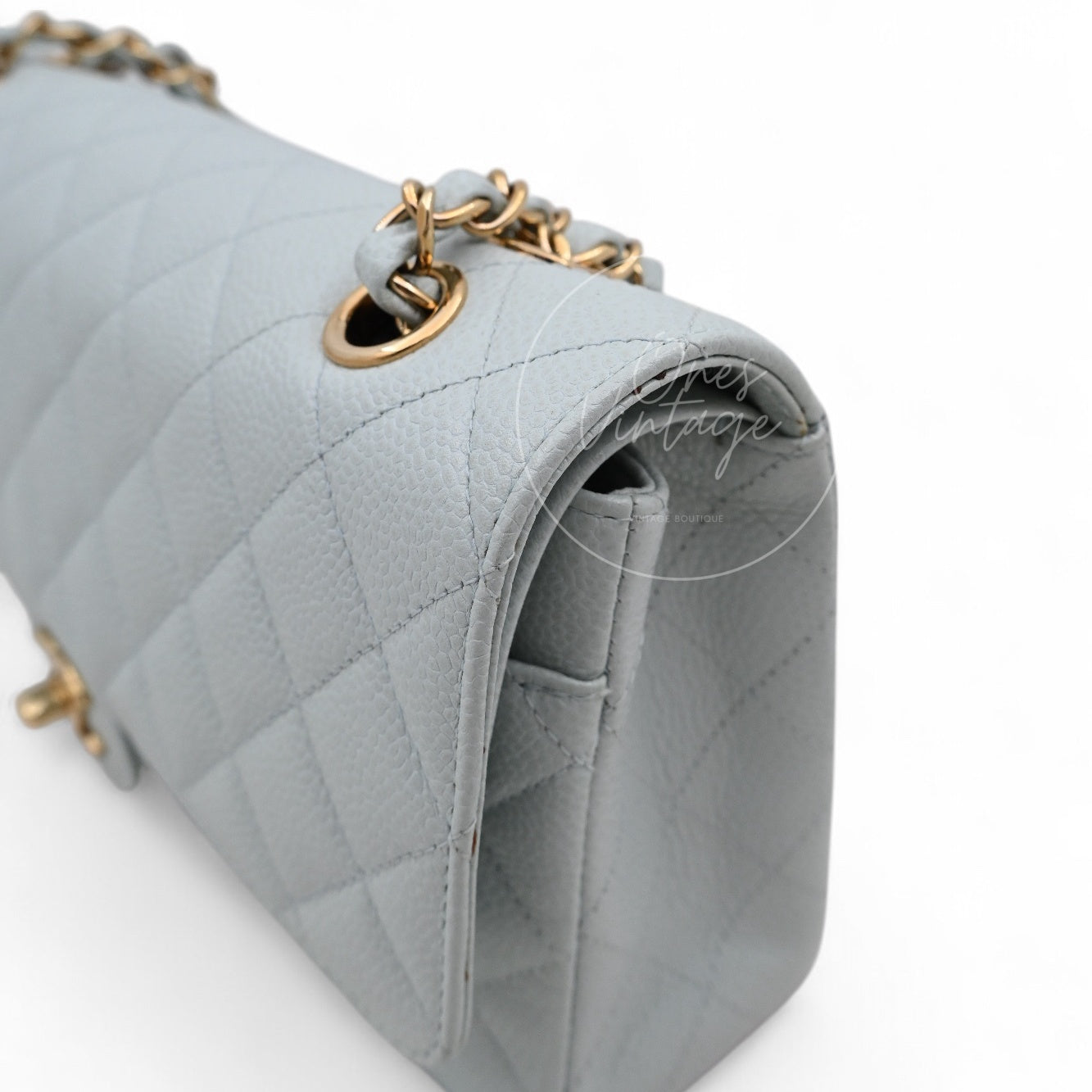 [Pre-owned] Chanel CF25 Medium Classic Flap Bag Caviar Baby Blue