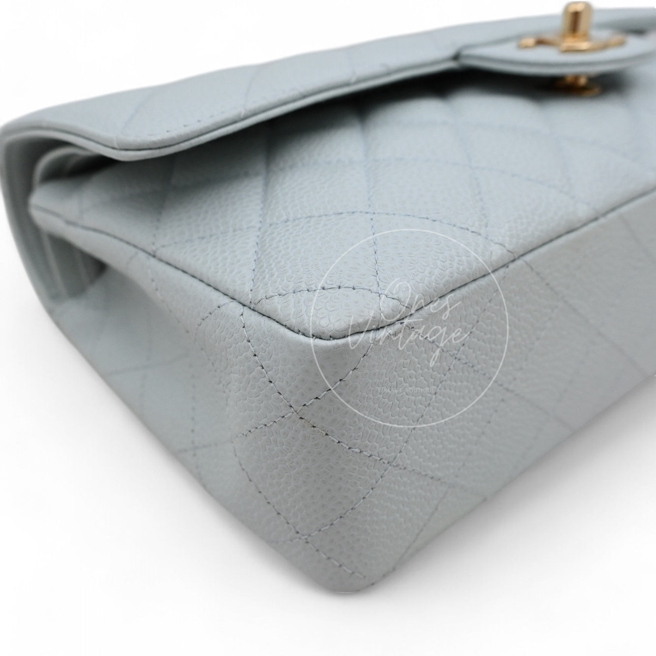 [Pre-owned] Chanel CF25 Medium Classic Flap Bag Caviar Baby Blue
