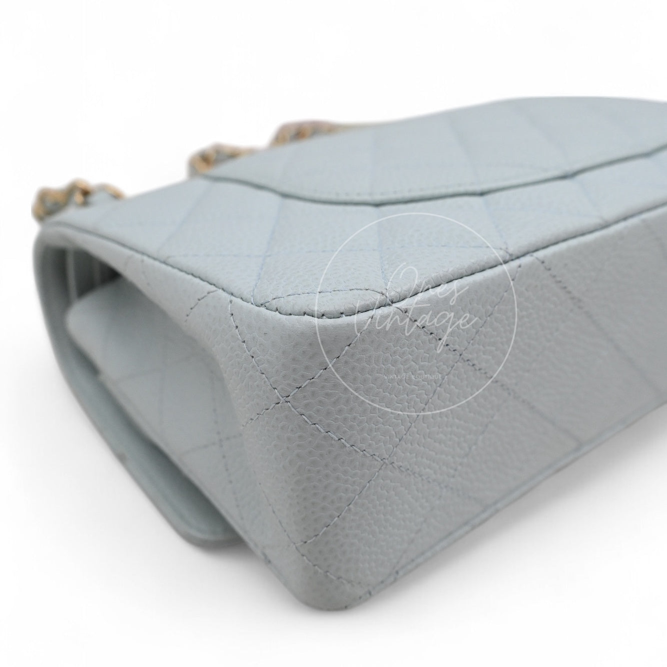 [Pre-owned] Chanel CF25 Medium Classic Flap Bag Caviar Baby Blue