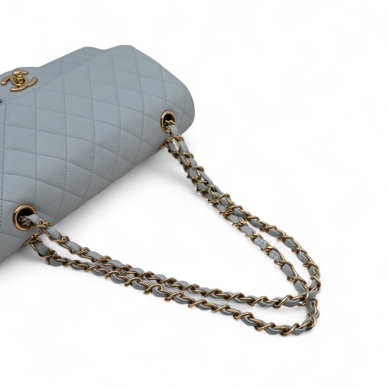 [Pre-owned] Chanel CF25 Medium Classic Flap Bag Caviar Baby Blue