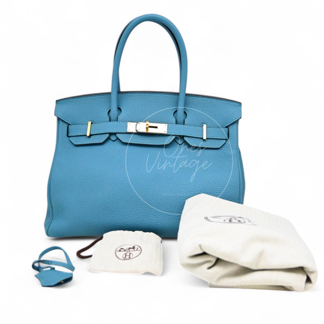 [Pre-owned] Hermes Birkin 30 Blue Paon Togo GHW Stamp Square R