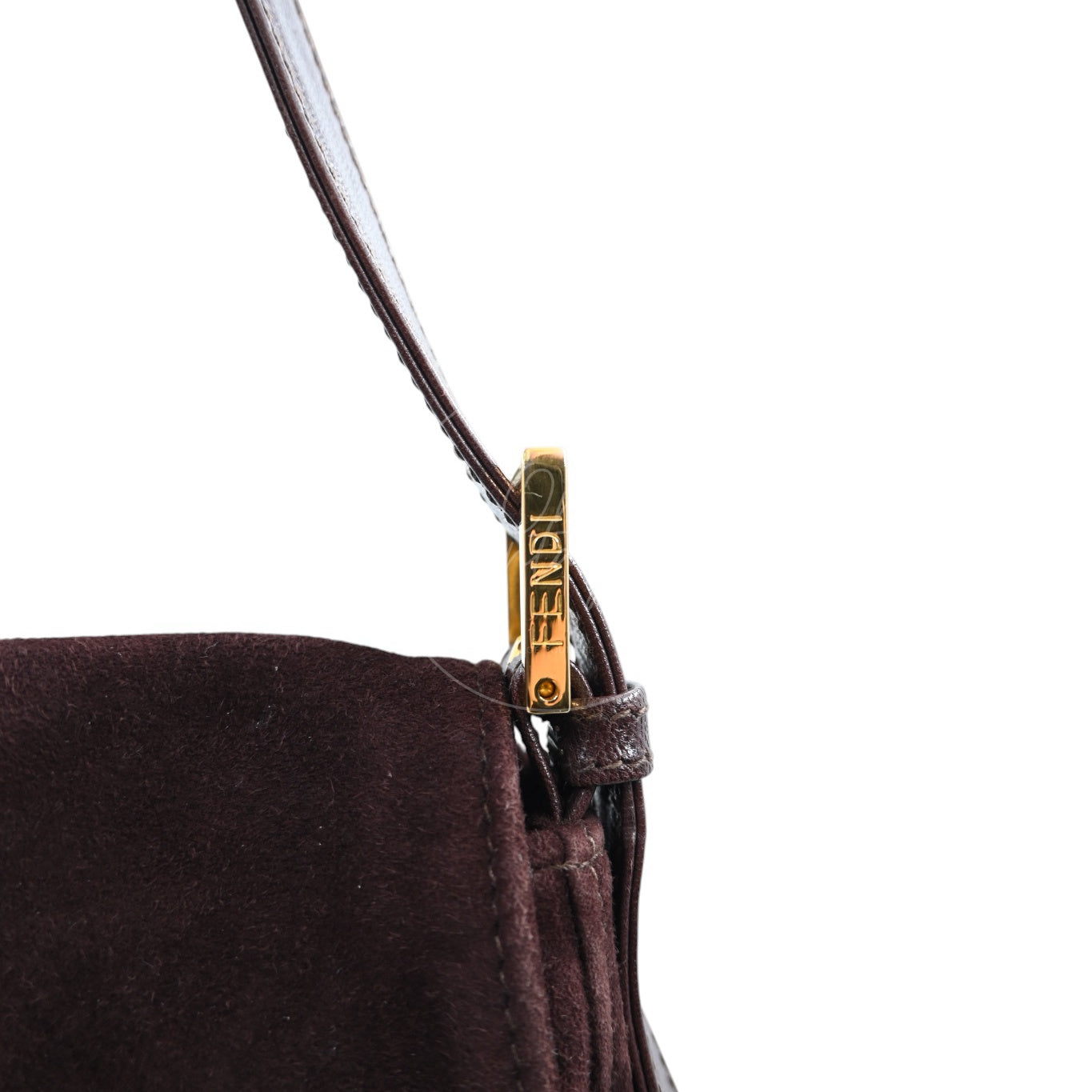 [Pre-owned] Fendi Brown Suede Mamma Baguette Dark brown Handbag