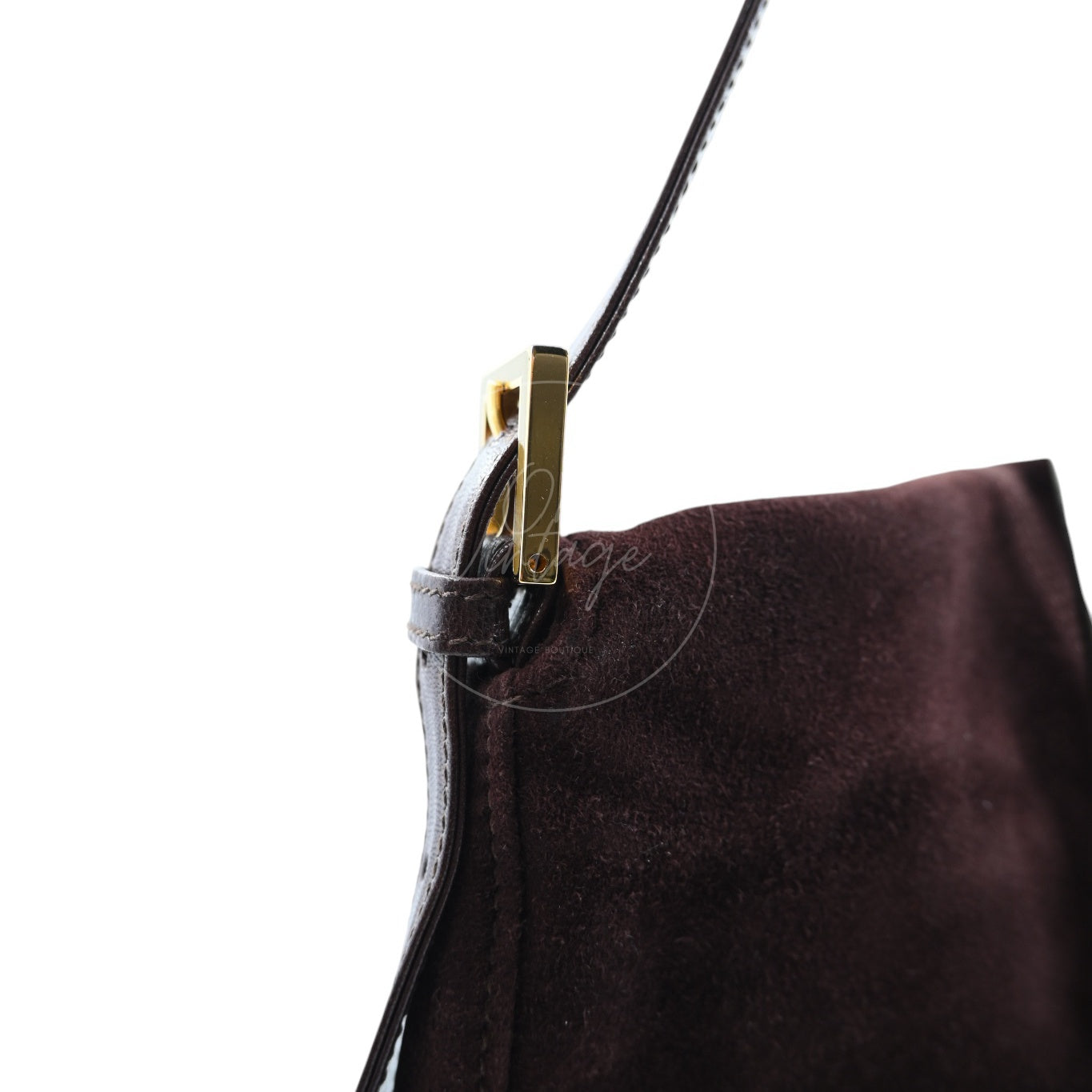 [Pre-owned] Fendi Brown Suede Mamma Baguette Dark brown Handbag