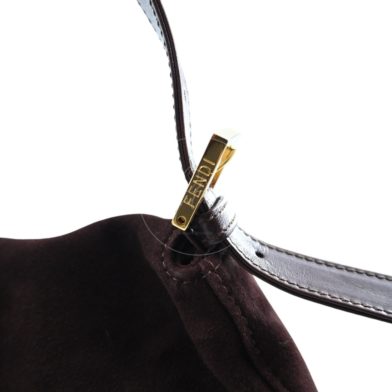 [Pre-owned] Fendi Brown Suede Mamma Baguette Dark brown Handbag