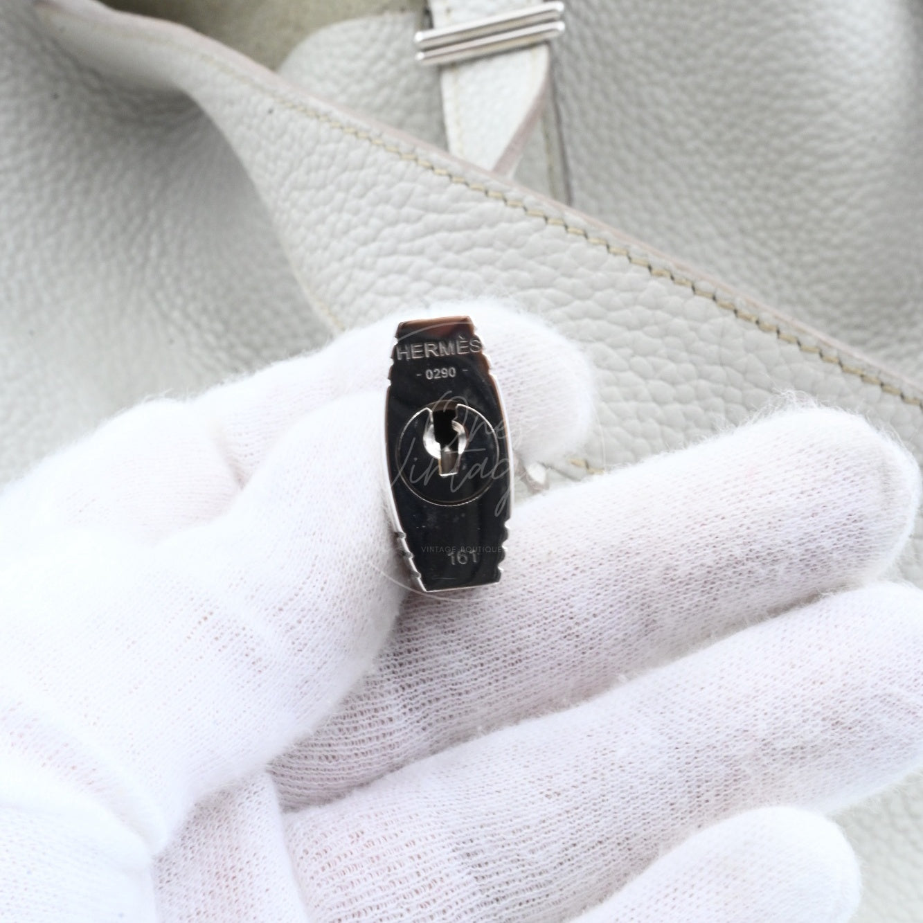 [Pre-owned] Hermes Picotin 26 Gray TC PHW Stamp Square D