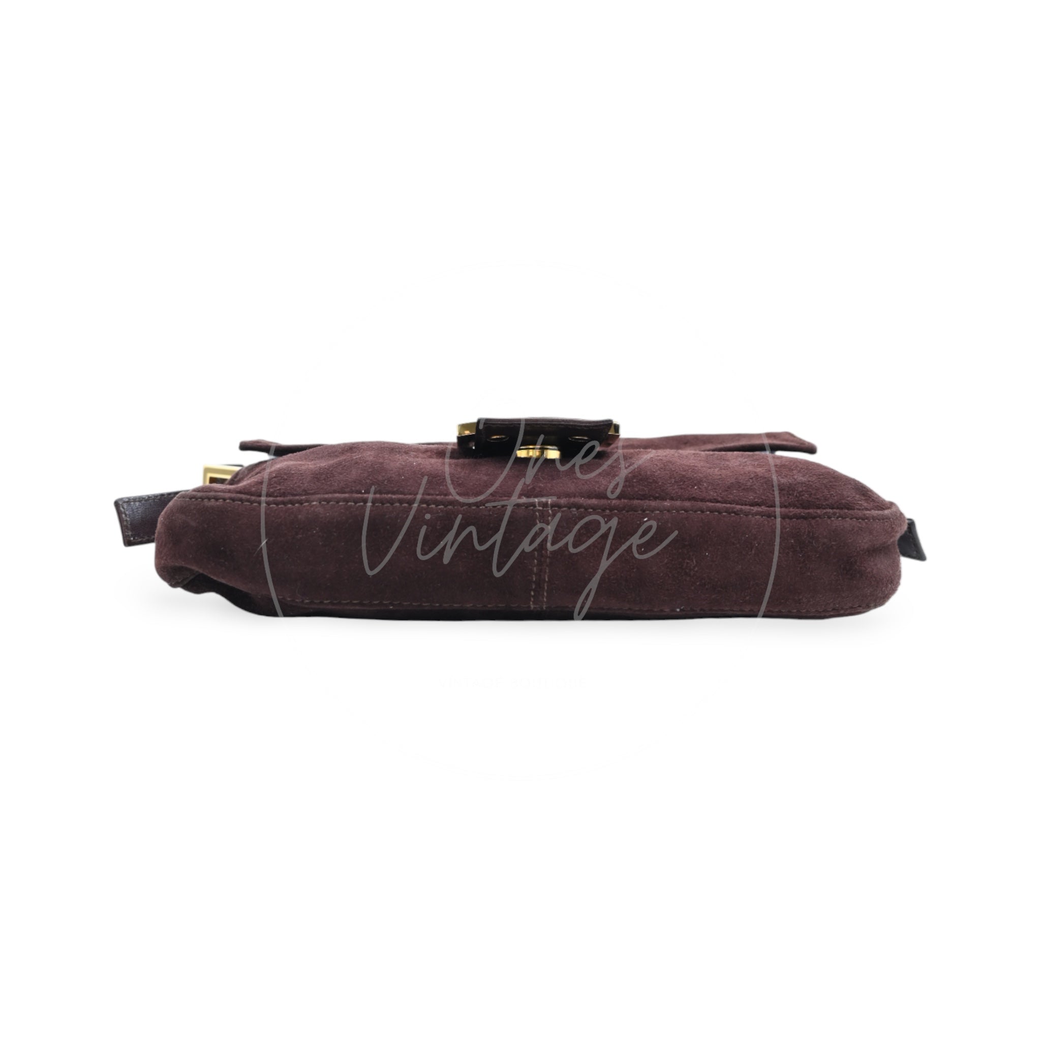 [Pre-owned] Fendi Brown Suede Mamma Baguette Dark brown Handbag