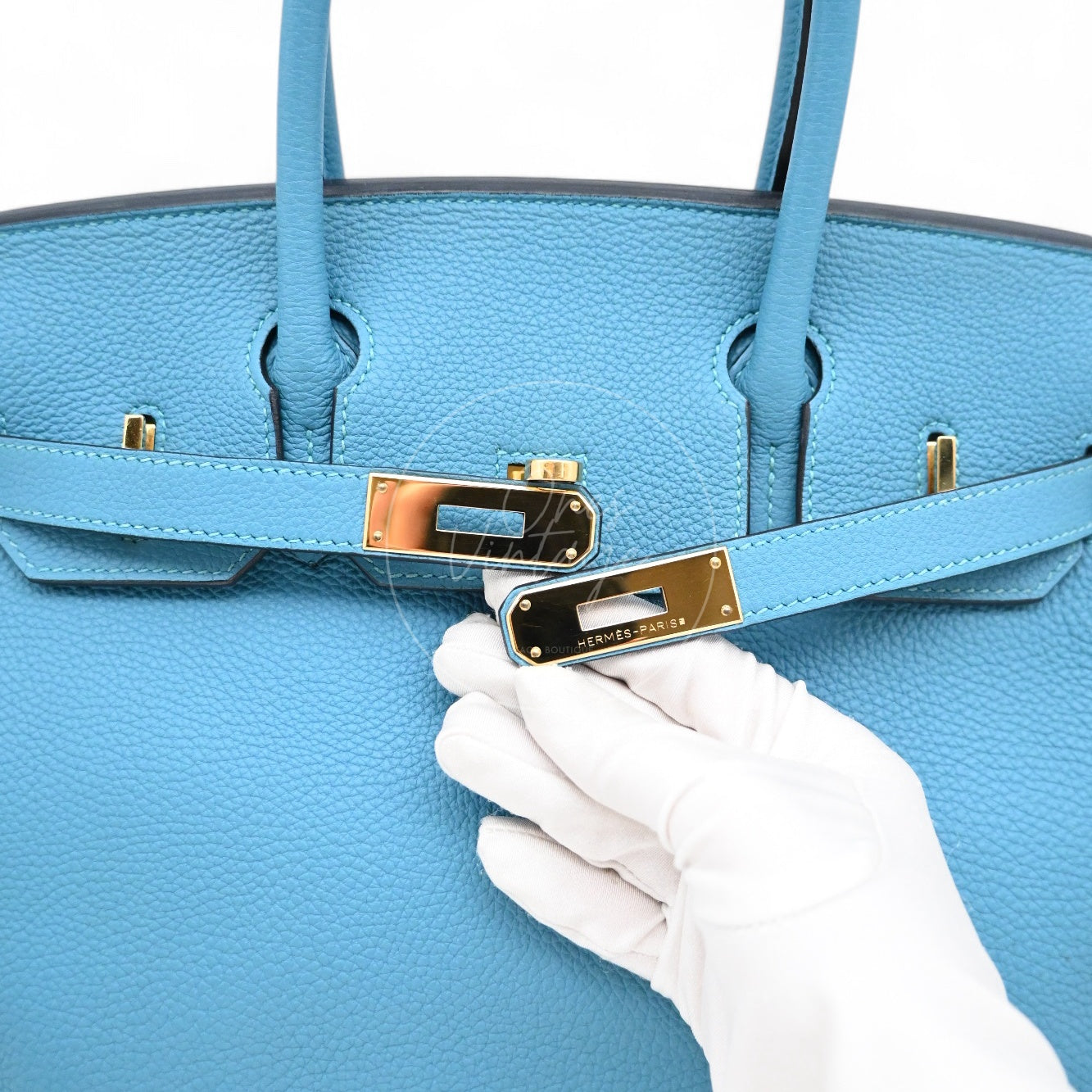 [Pre-owned] Hermes Birkin 30 Blue Paon Togo GHW Stamp Square R