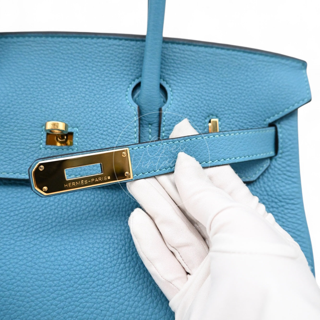 [Pre-owned] Hermes Birkin 30 Blue Paon Togo GHW Stamp Square R