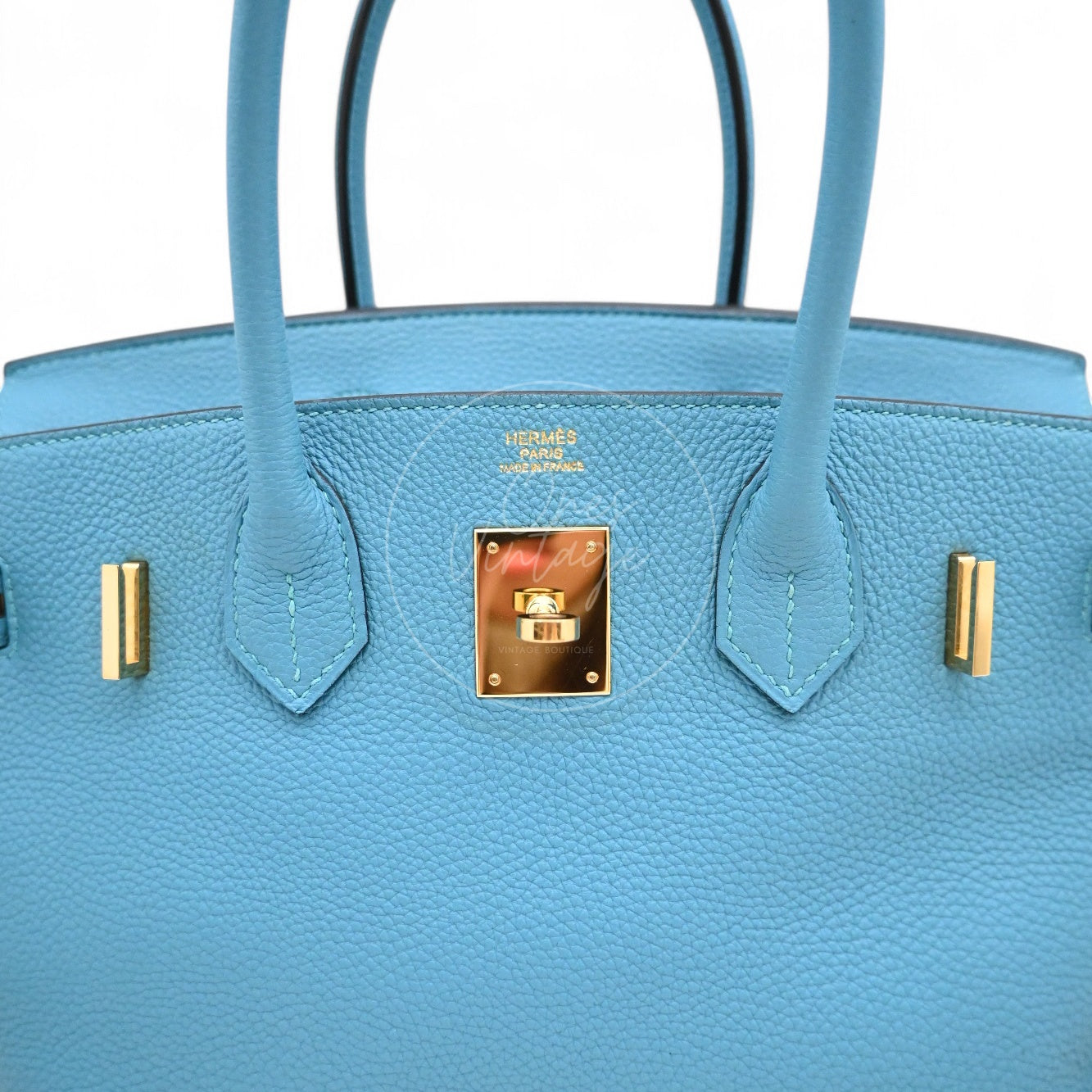 [Pre-owned] Hermes Birkin 30 Blue Paon Togo GHW Stamp Square R