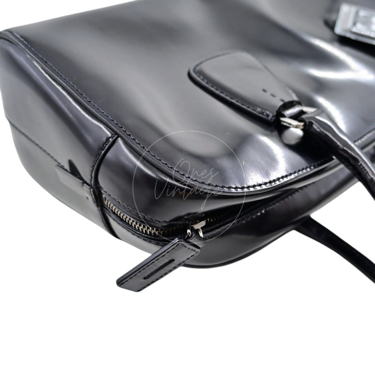 Prada Spazzolato Bauletto Bag Calfskin 36 Black SHW
