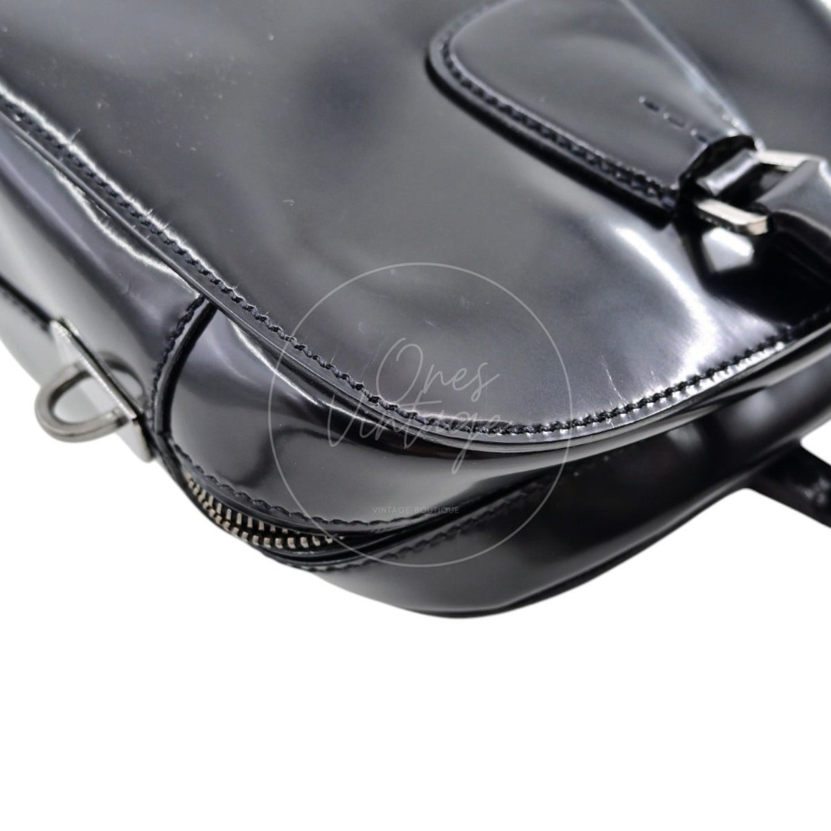 Prada Spazzolato Bauletto Bag Calfskin 36 Black SHW