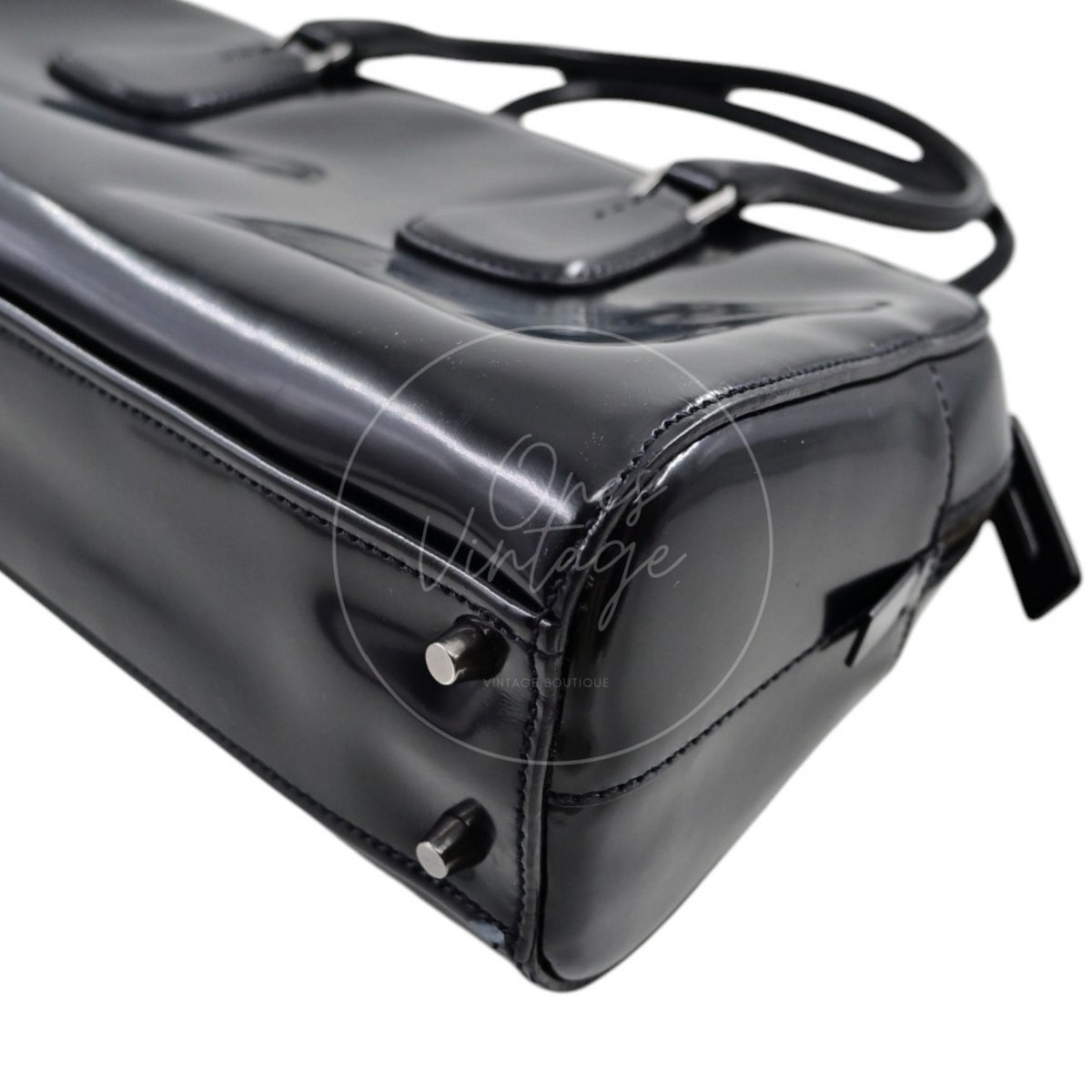 Prada Spazzolato Bauletto Bag Calfskin 36 Black SHW