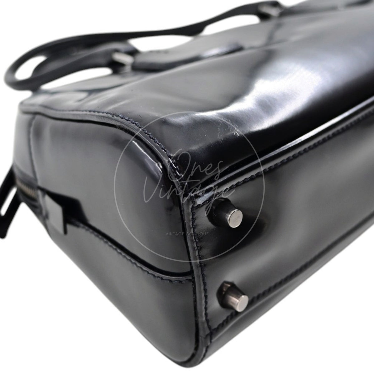 Prada Spazzolato Bauletto Bag Calfskin 36 Black SHW