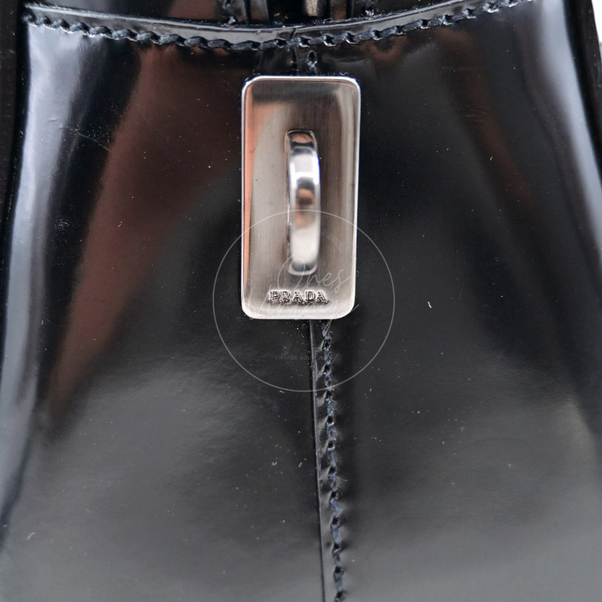 Prada Spazzolato Bauletto Bag Calfskin 36 Black SHW