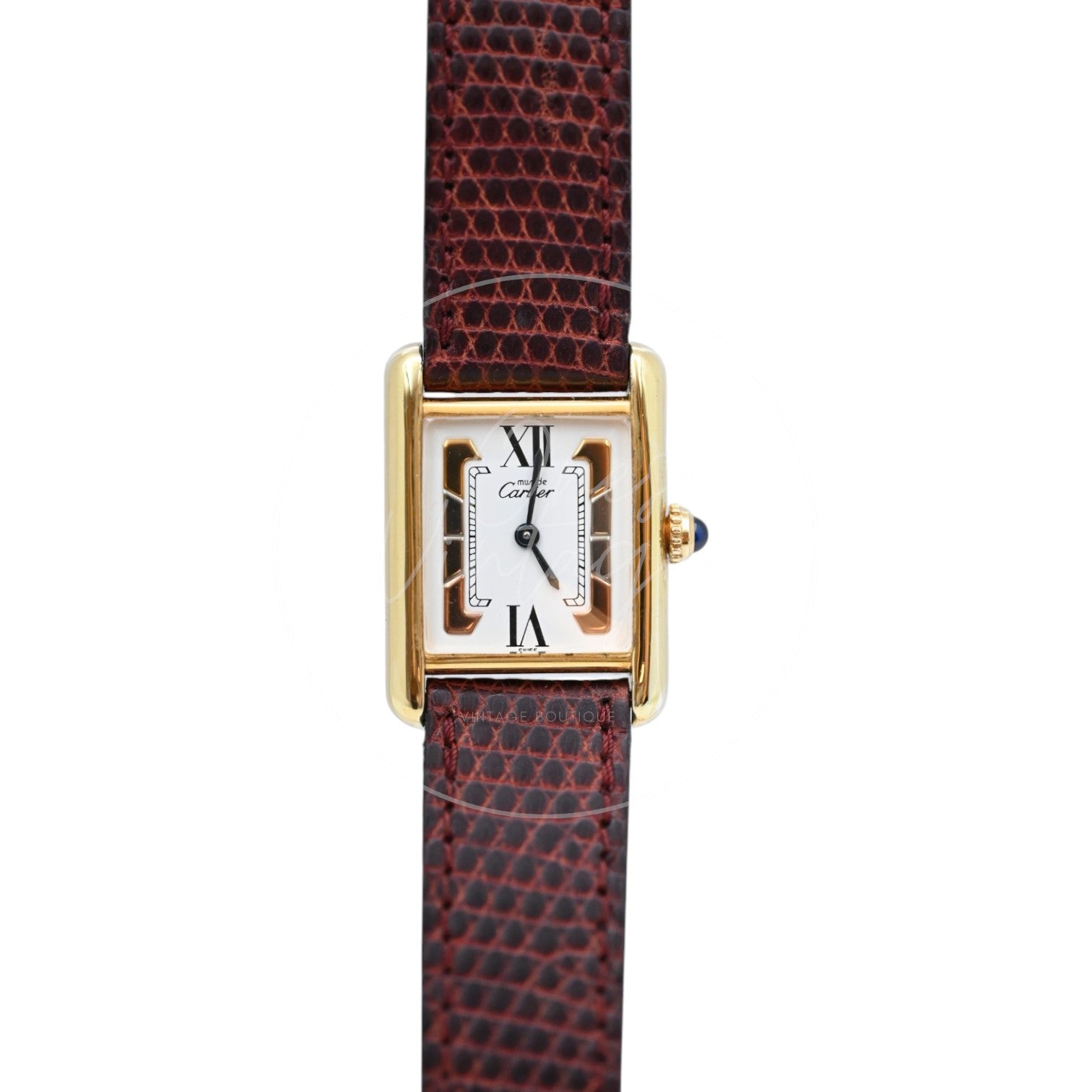 Cartier Vermeil Tank Quatz Maroon
