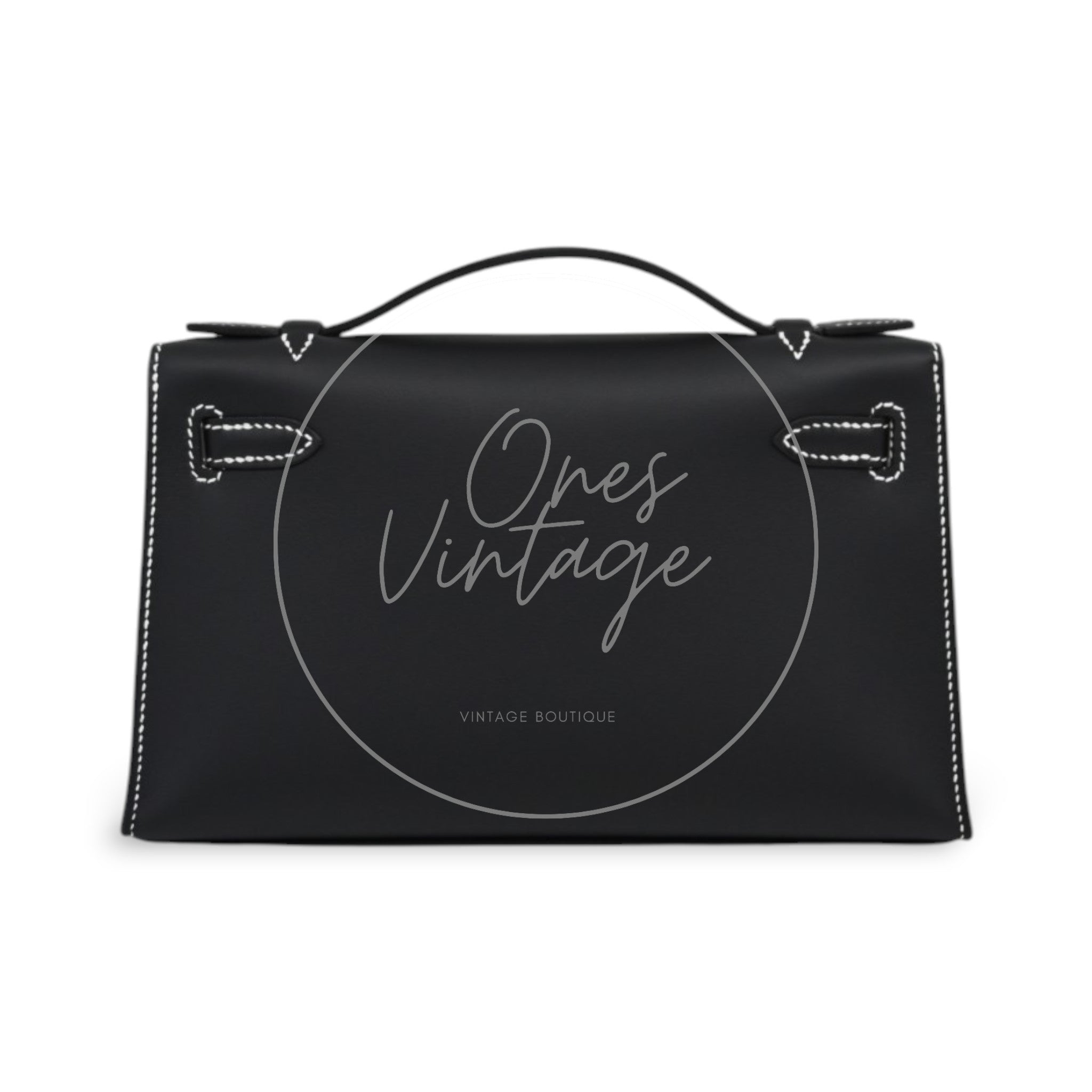 [Unused] Hermes Kelly 22 Pochette Black Silver Swift Stamp G