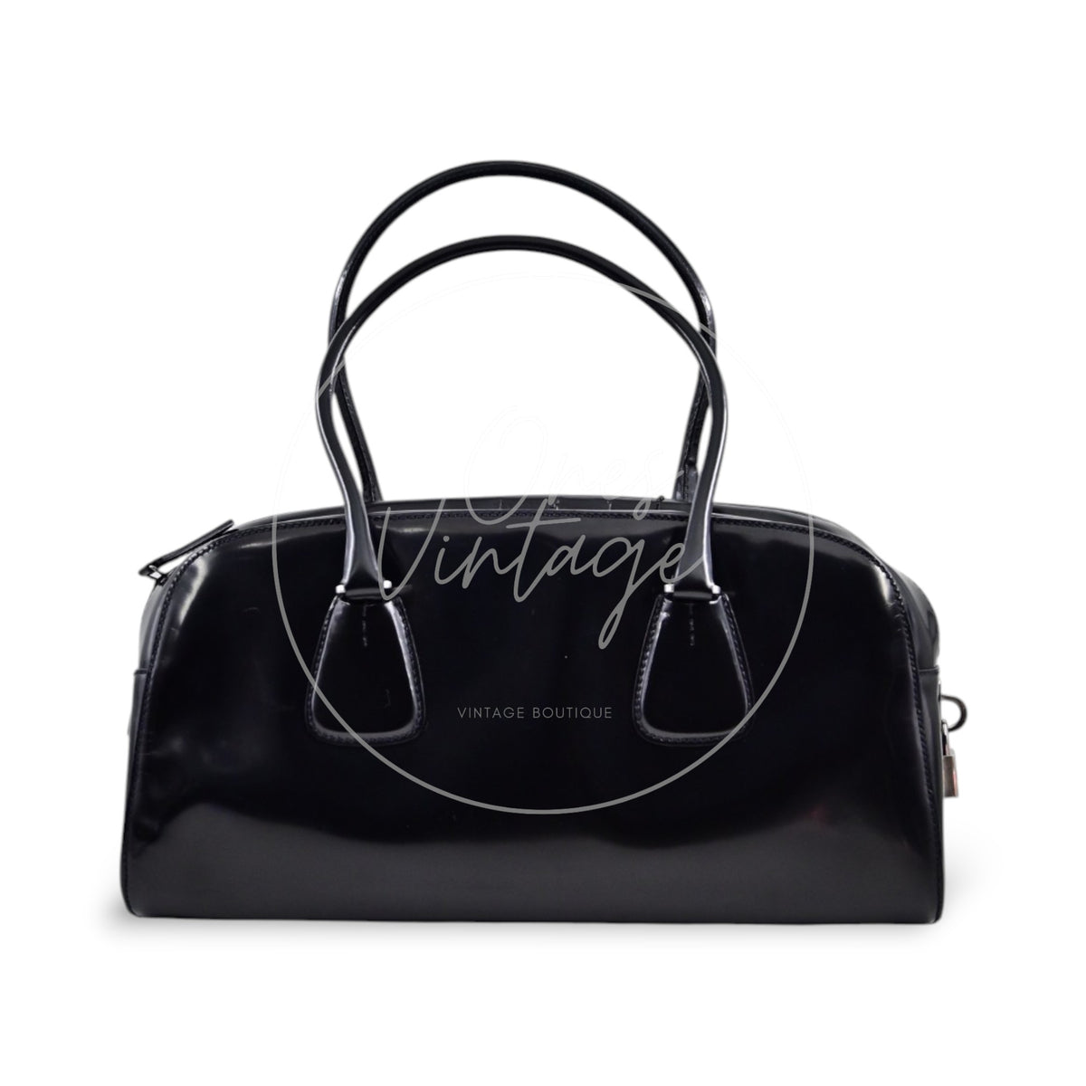 Prada Spazzolato Bauletto Bag Calfskin 36 Black SHW