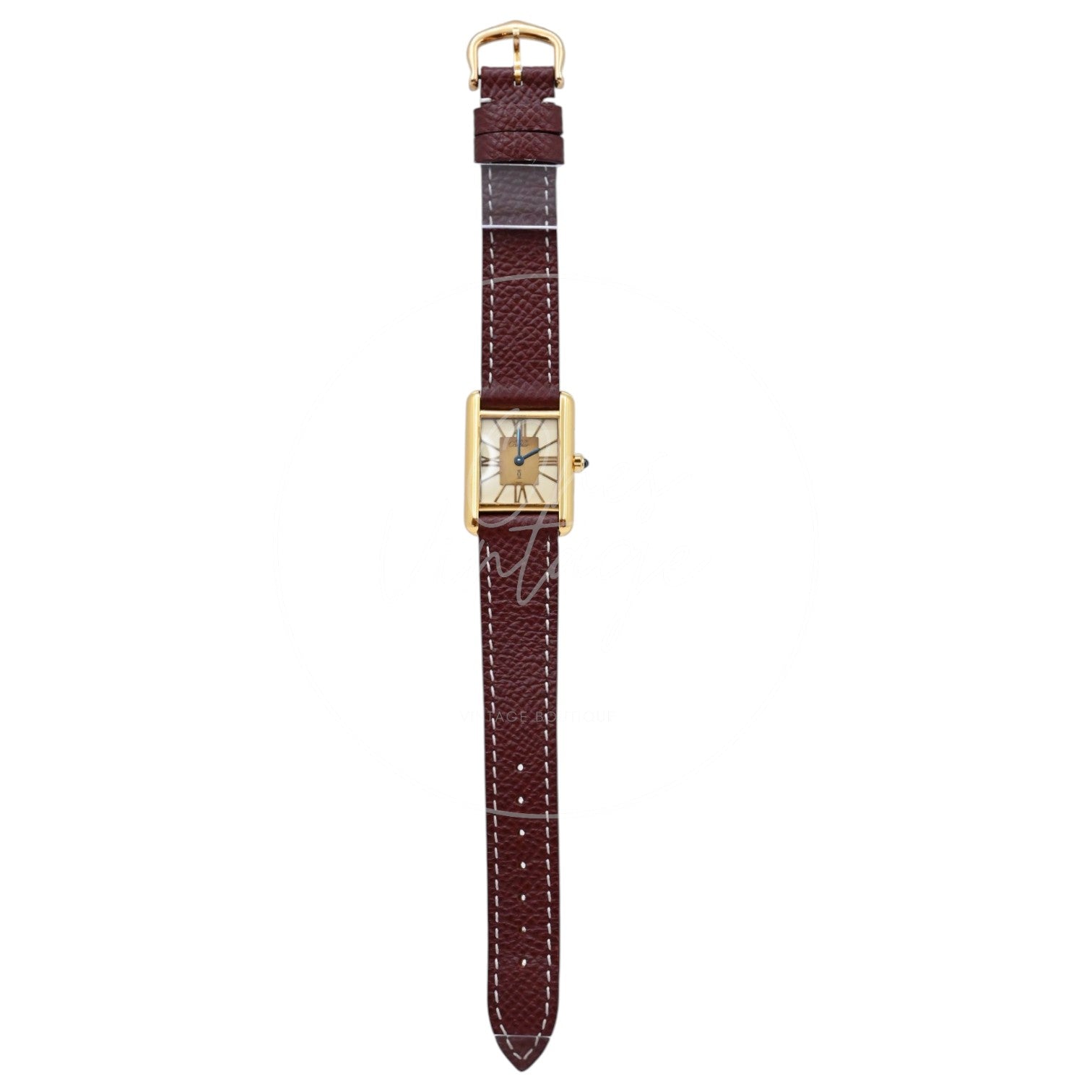 Cartier Vermeil Tank Quatz Maroon