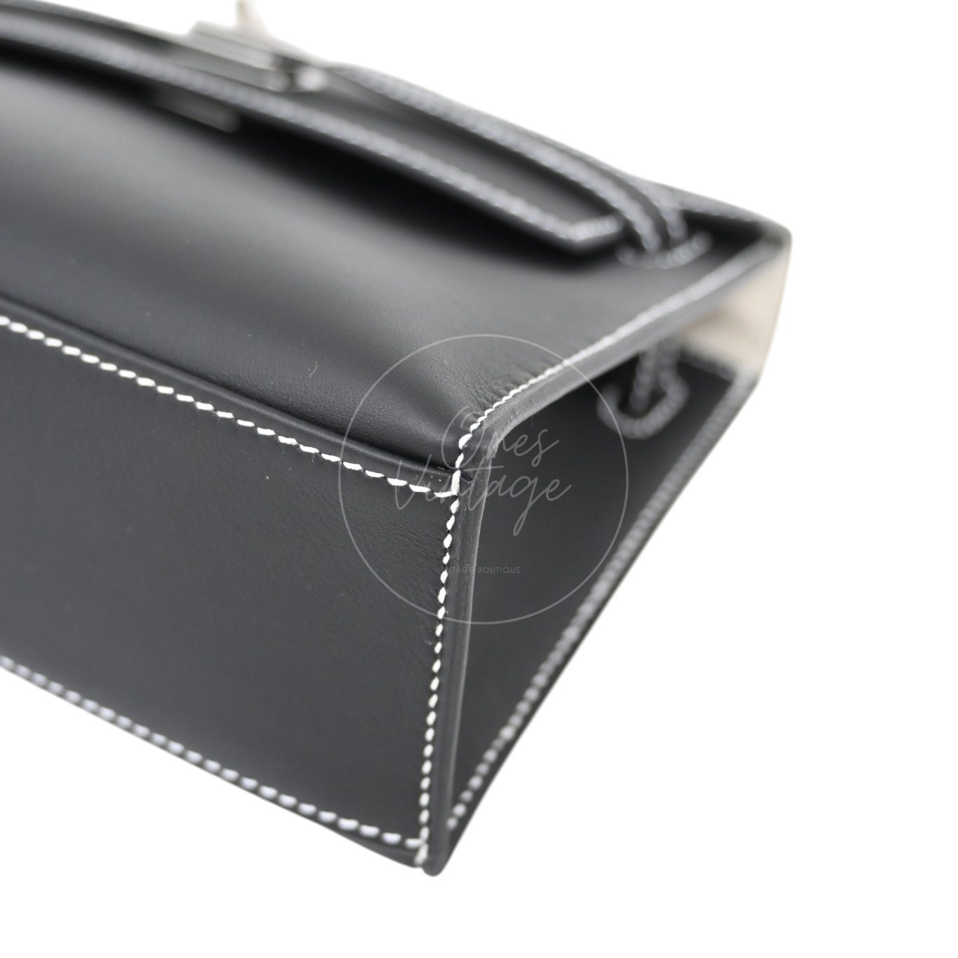 [Unused] Hermes Kelly 22 Pochette Black Silver Swift Stamp G