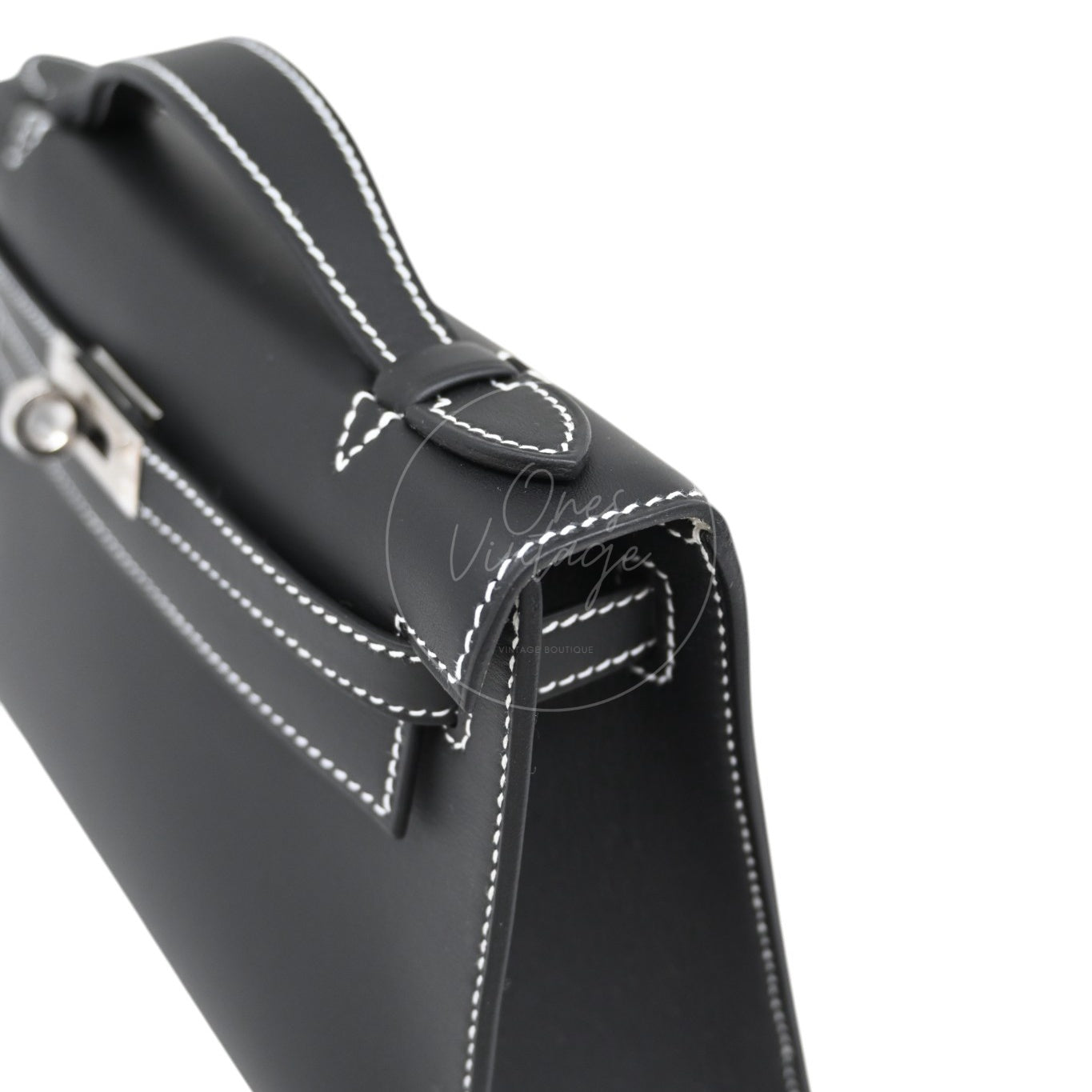 [Unused] Hermes Kelly 22 Pochette Black Silver Swift Stamp G