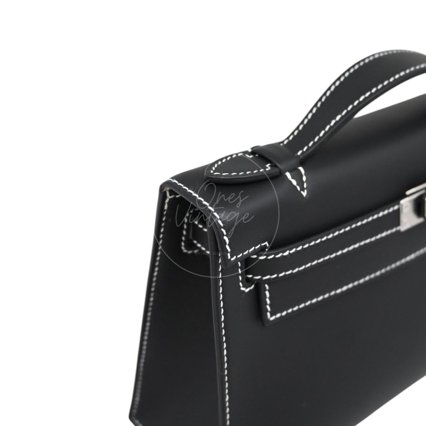 [Unused] Hermes Kelly 22 Pochette Black Silver Swift Stamp G
