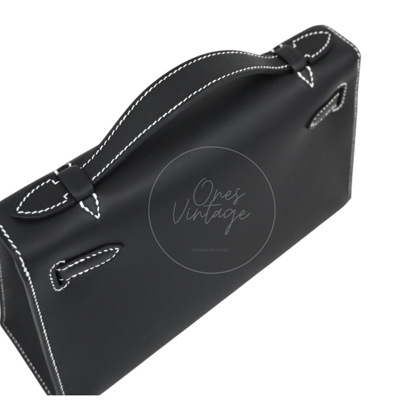 [Unused] Hermes Kelly 22 Pochette Black Silver Swift Stamp G
