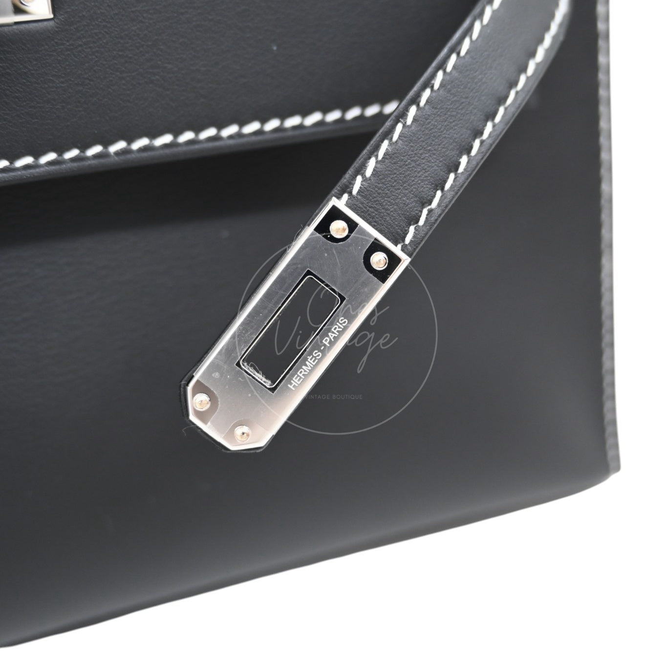 [Unused] Hermes Kelly 22 Pochette Black Silver Swift Stamp G
