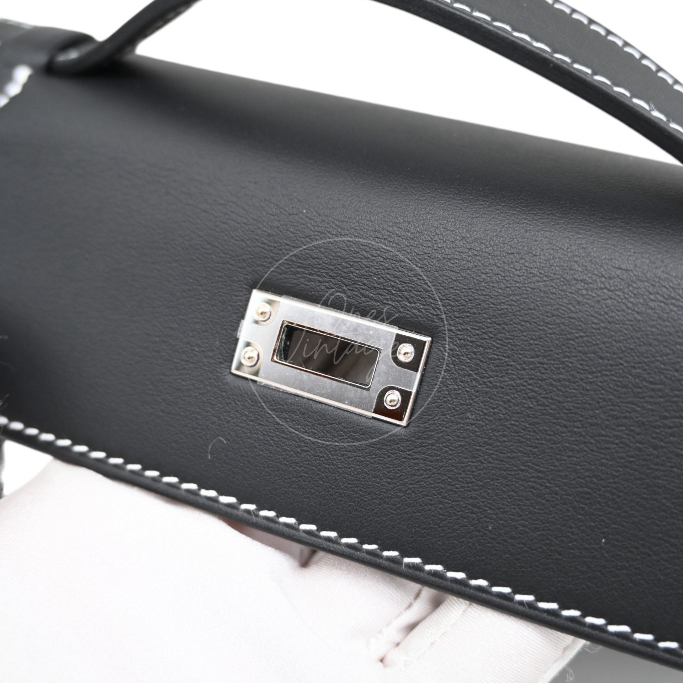 [Unused] Hermes Kelly 22 Pochette Black Silver Swift Stamp G