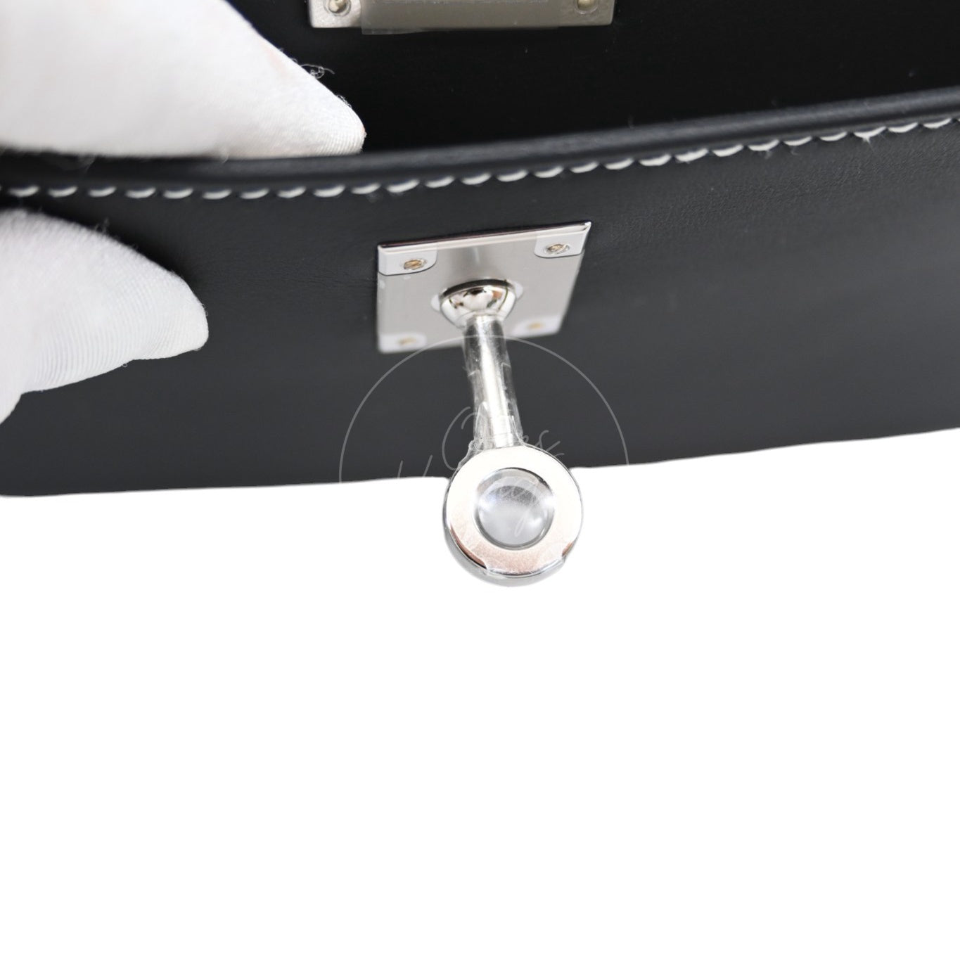 [Unused] Hermes Kelly 22 Pochette Black Silver Swift Stamp G