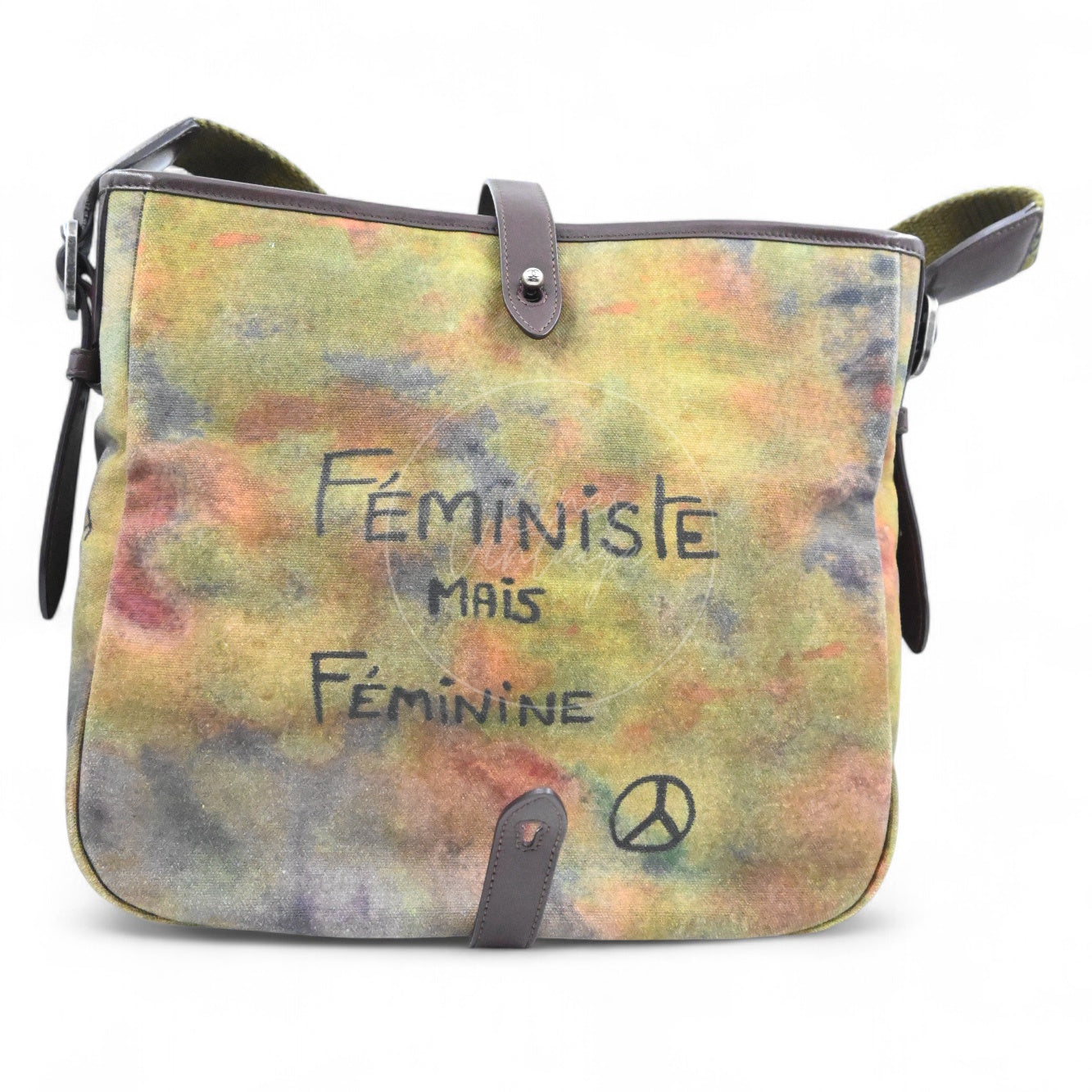 [Pre-owned] Chanel Graffiti Canvas On The Pavements Green Series 20 Messenger Bag