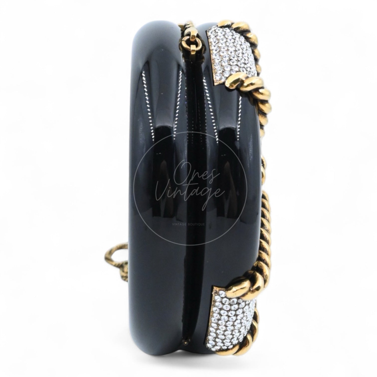 [Pre-owned] Chanel Rescue Wheel Black Resin GHW Series 25 Minaudiere Evening Bag