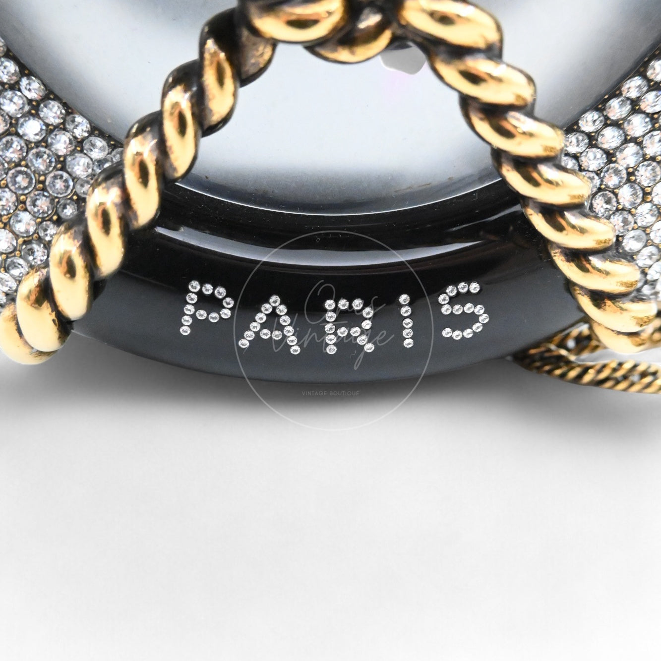 [Pre-owned] Chanel Rescue Wheel Black Resin GHW Series 25 Minaudiere Evening Bag