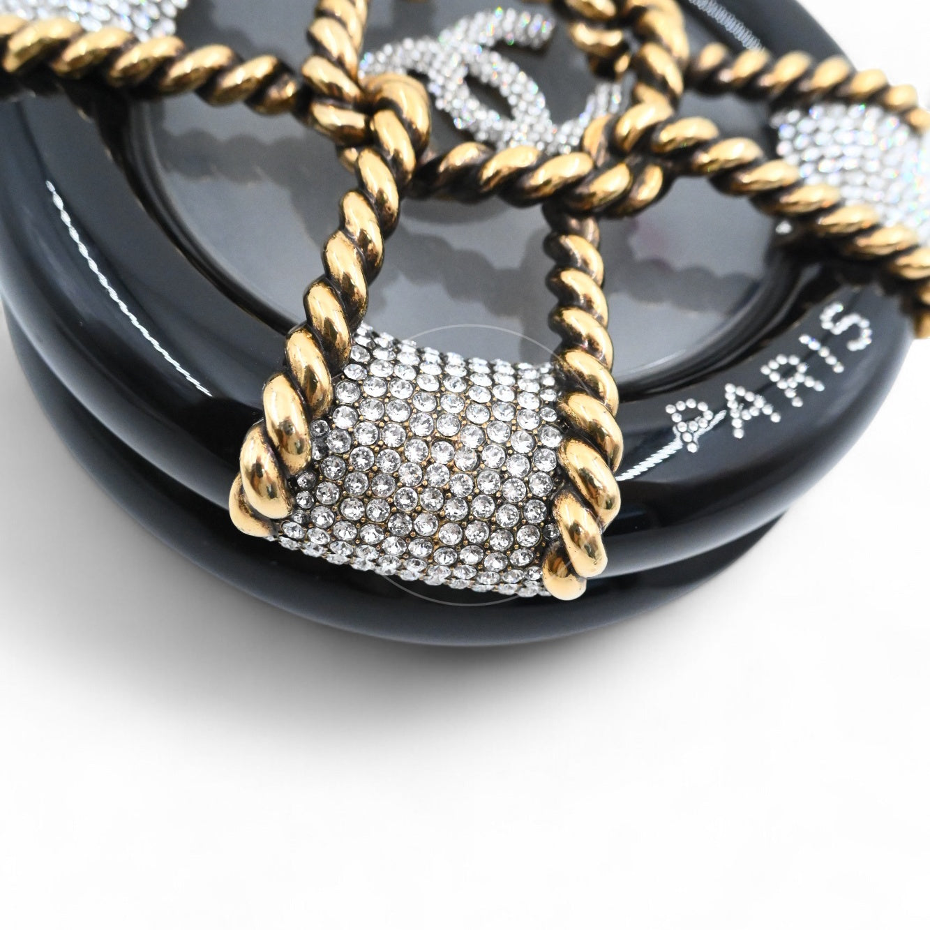 [Pre-owned] Chanel Rescue Wheel Black Resin GHW Series 25 Minaudiere Evening Bag