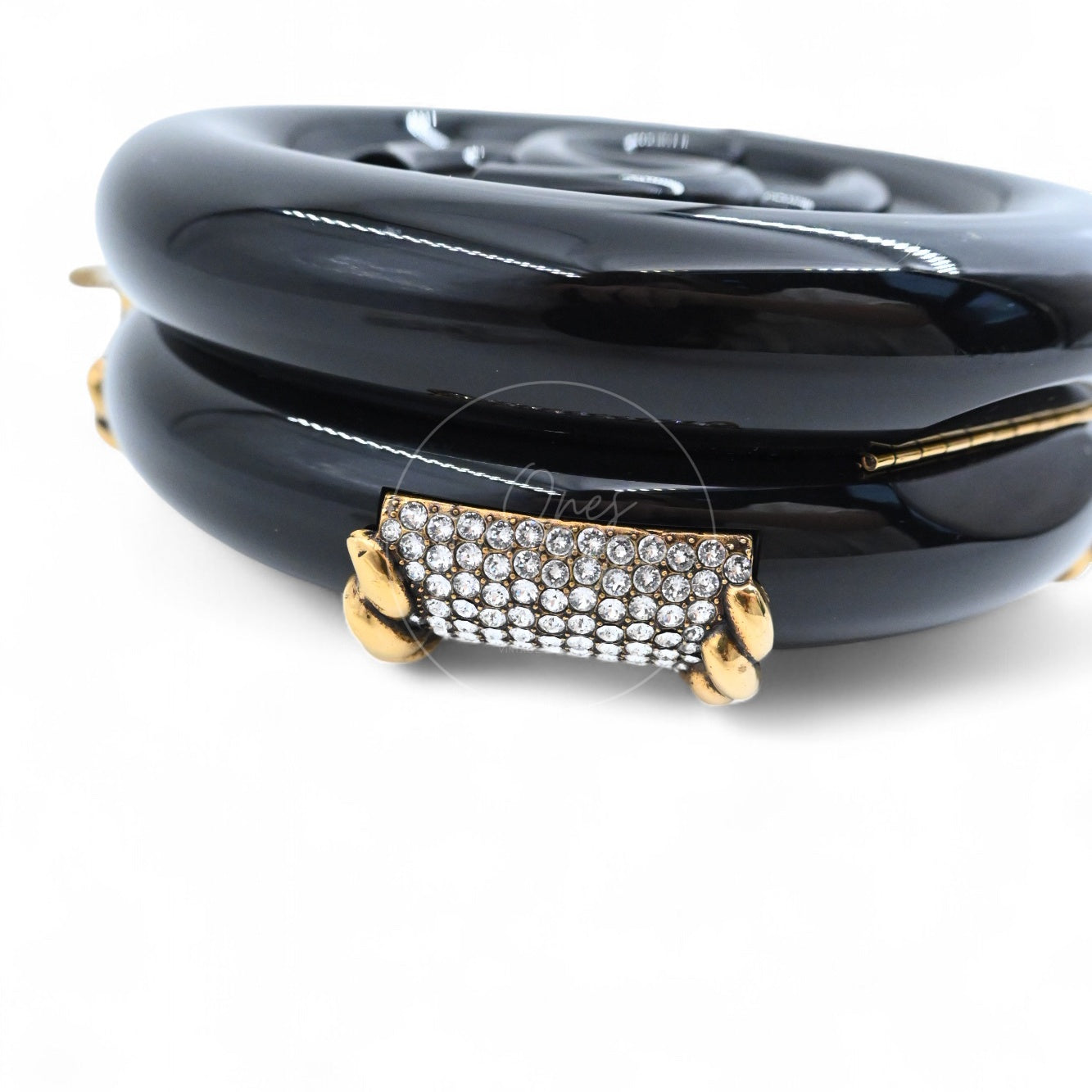 [Pre-owned] Chanel Rescue Wheel Black Resin GHW Series 25 Minaudiere Evening Bag