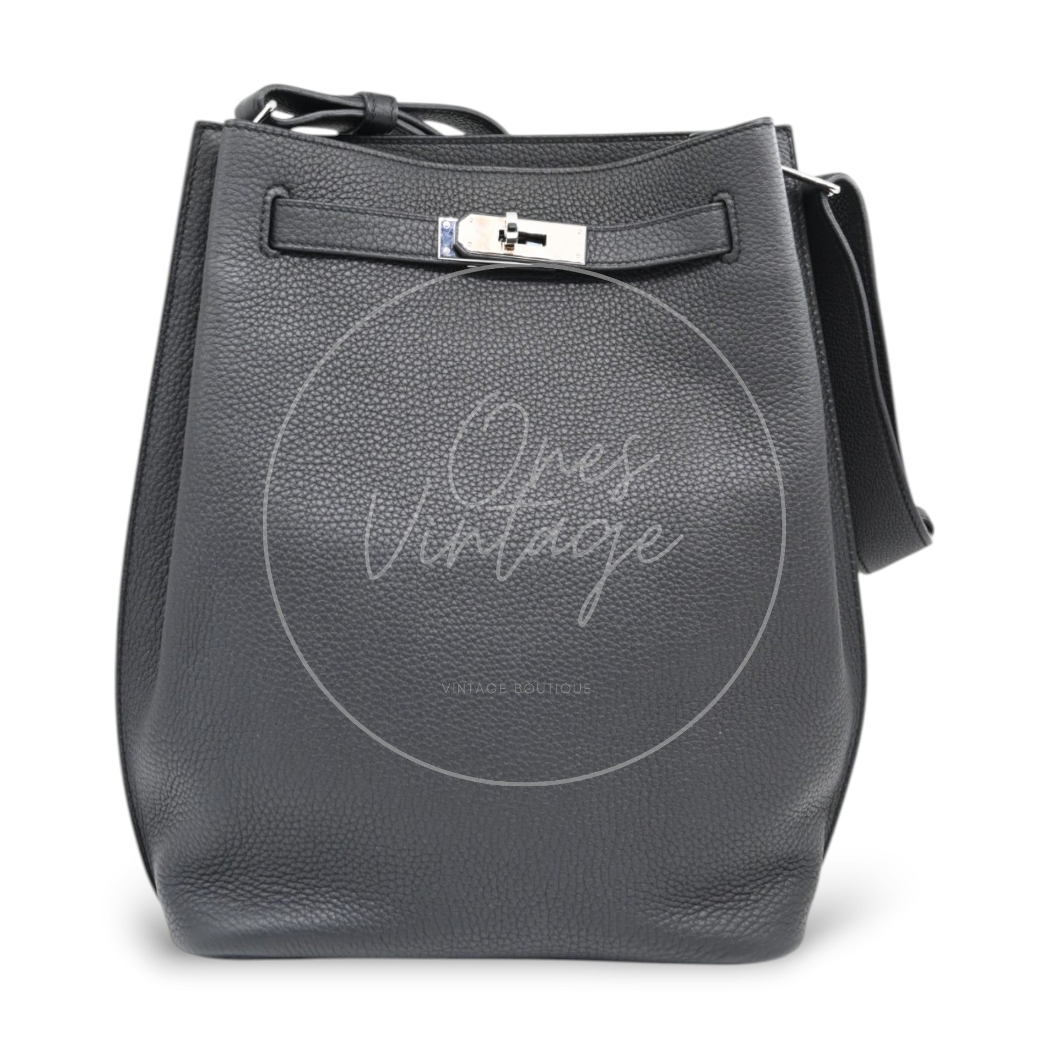 [Pre-owned] Hermes So kelly 22 Black Stamp C PHW