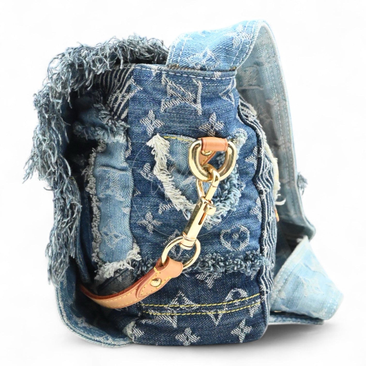 [Pre-owned] Louis Vuitton M95374 Monogram Denim Posty Patchwork Shoulder Bag