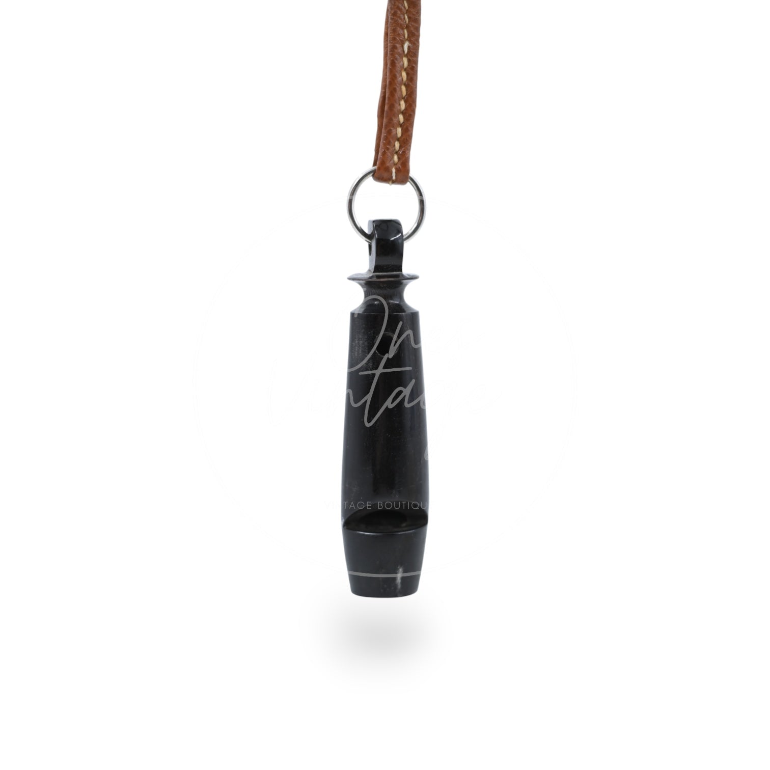 [Pre-owned] Hermes Wood Whistle Brown Necklace